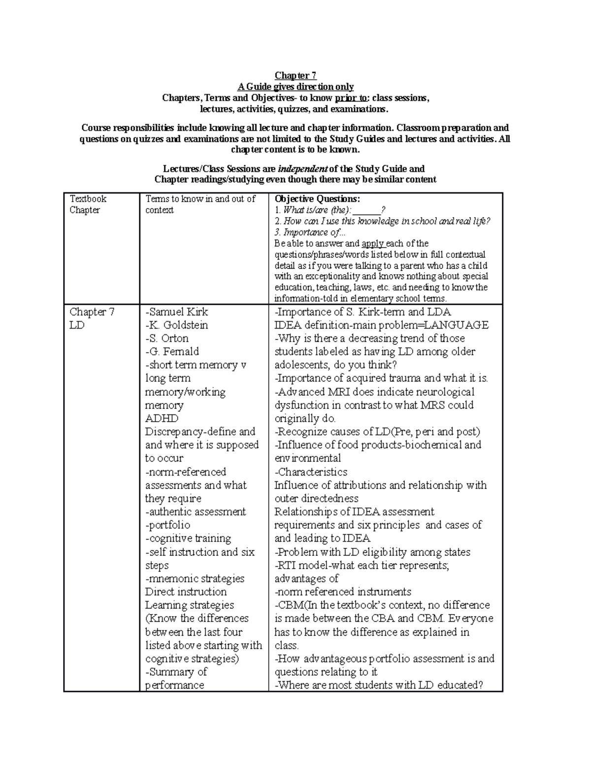 Study Guide-Chapter 7-G And B - Chapter 7 A Guide Gives Direction Only ...