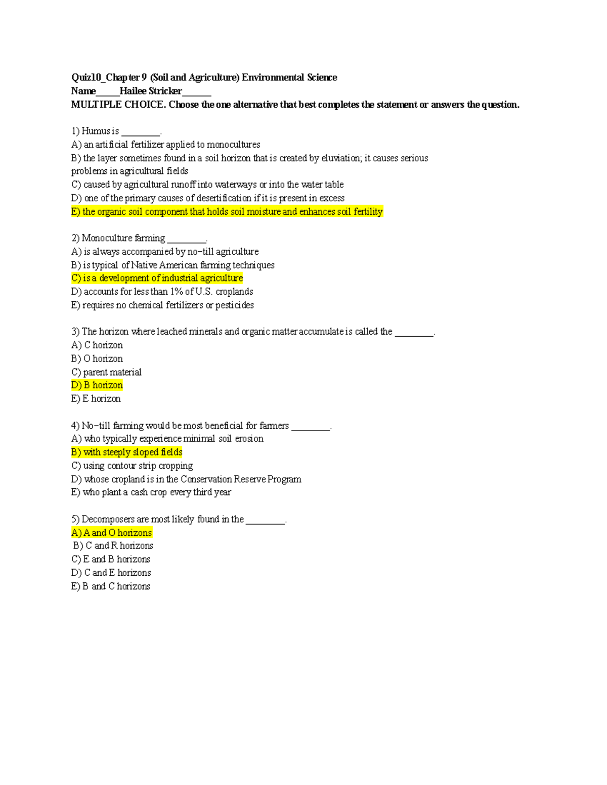 Quiz 10 - Chapter 10 Quiz - Quiz10_Chapter 9 (Soil And Agriculture ...