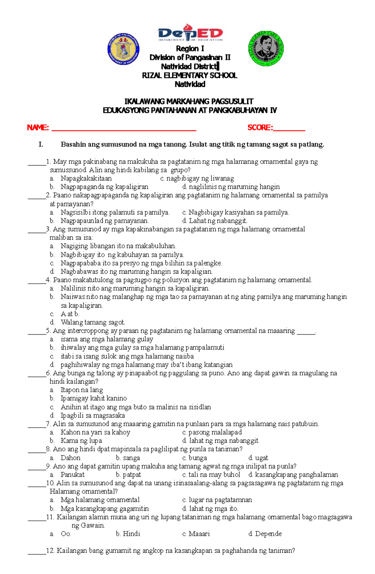 PT EPP 4 Q2 - study materials - Region I Division of Pangasinan II ...