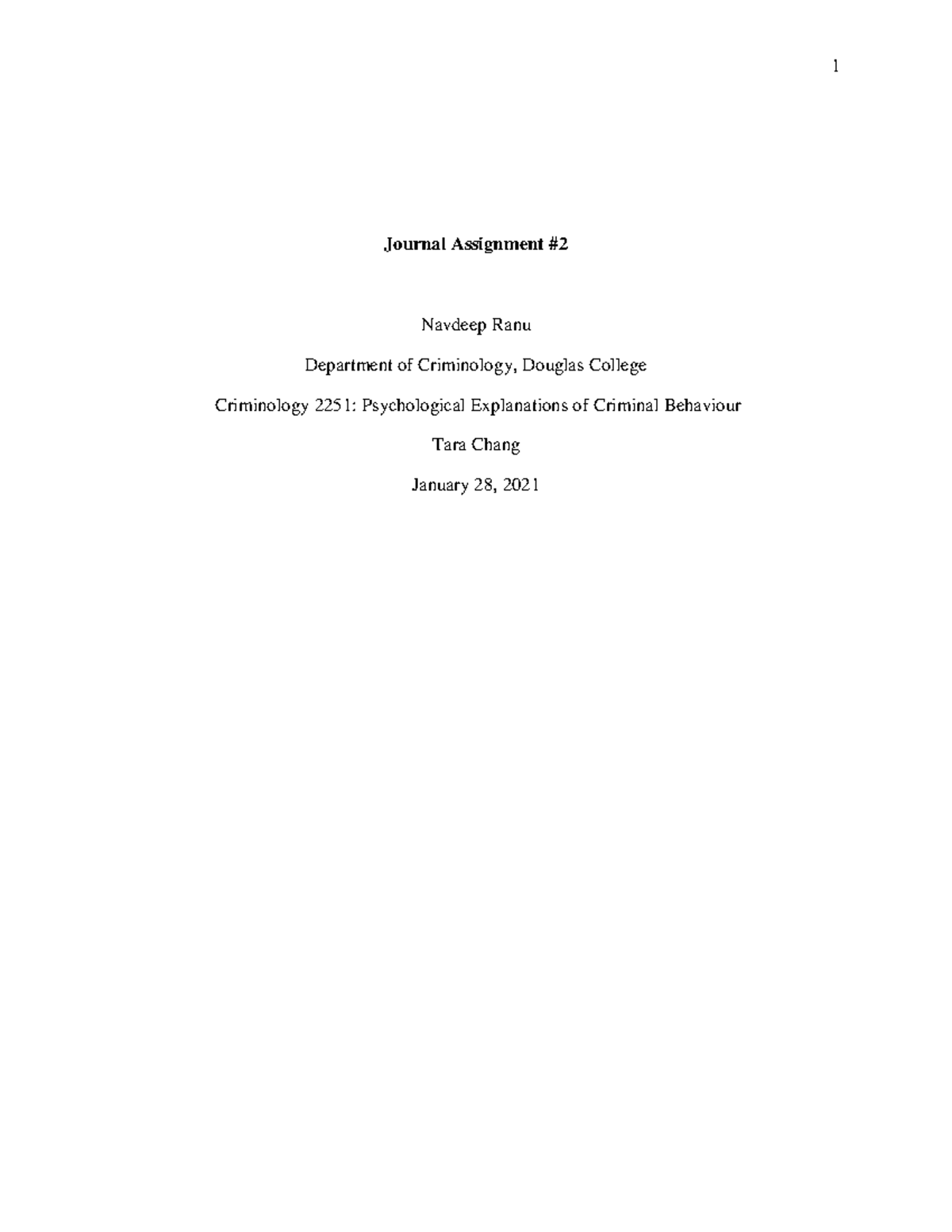 Journal Assignment #2 - This plays an important role when it comes to ...