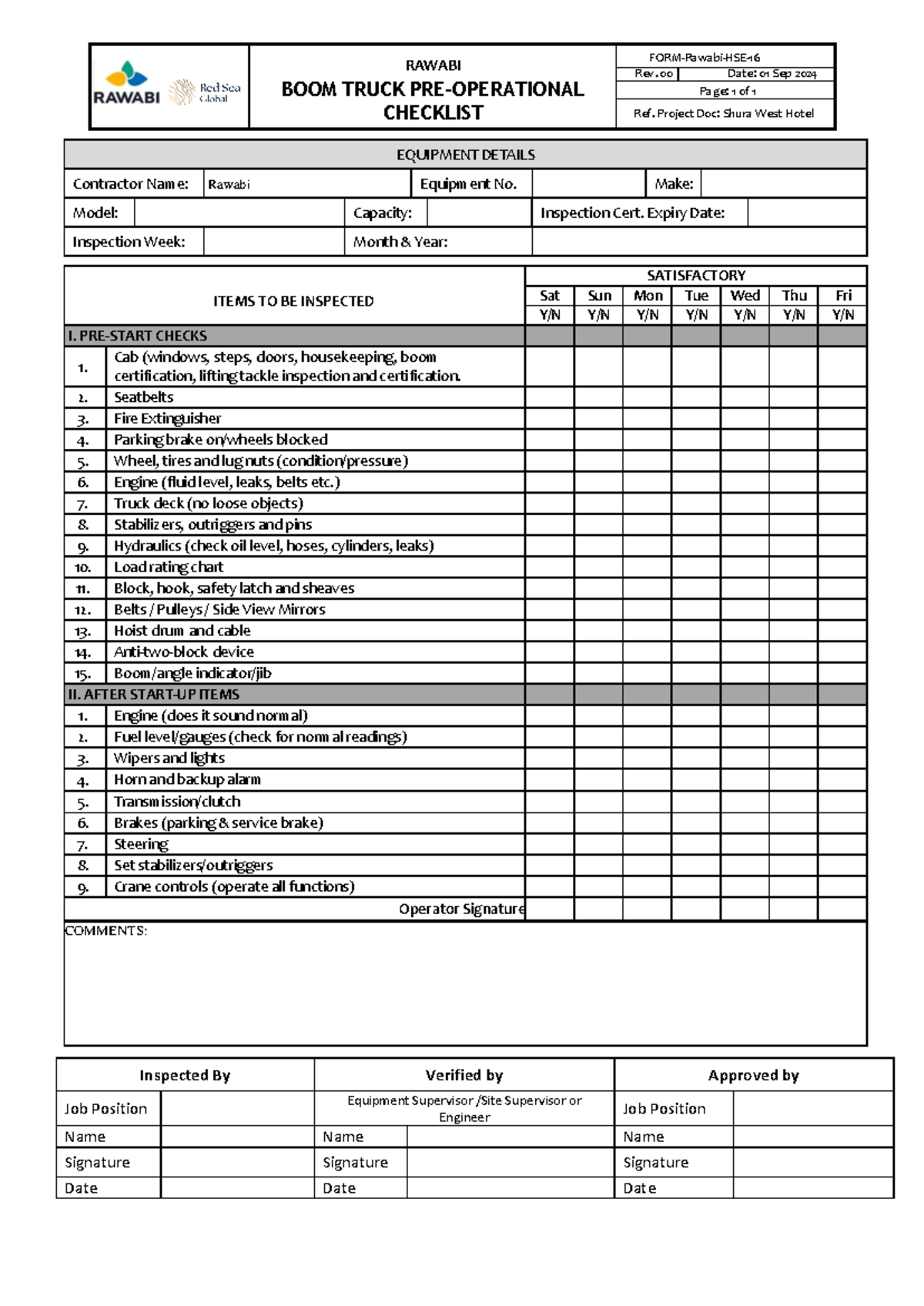 Ilide - Hand mande notes - RAWABI BOOM TRUCK PRE-OPERATIONAL CHECKLIST ...
