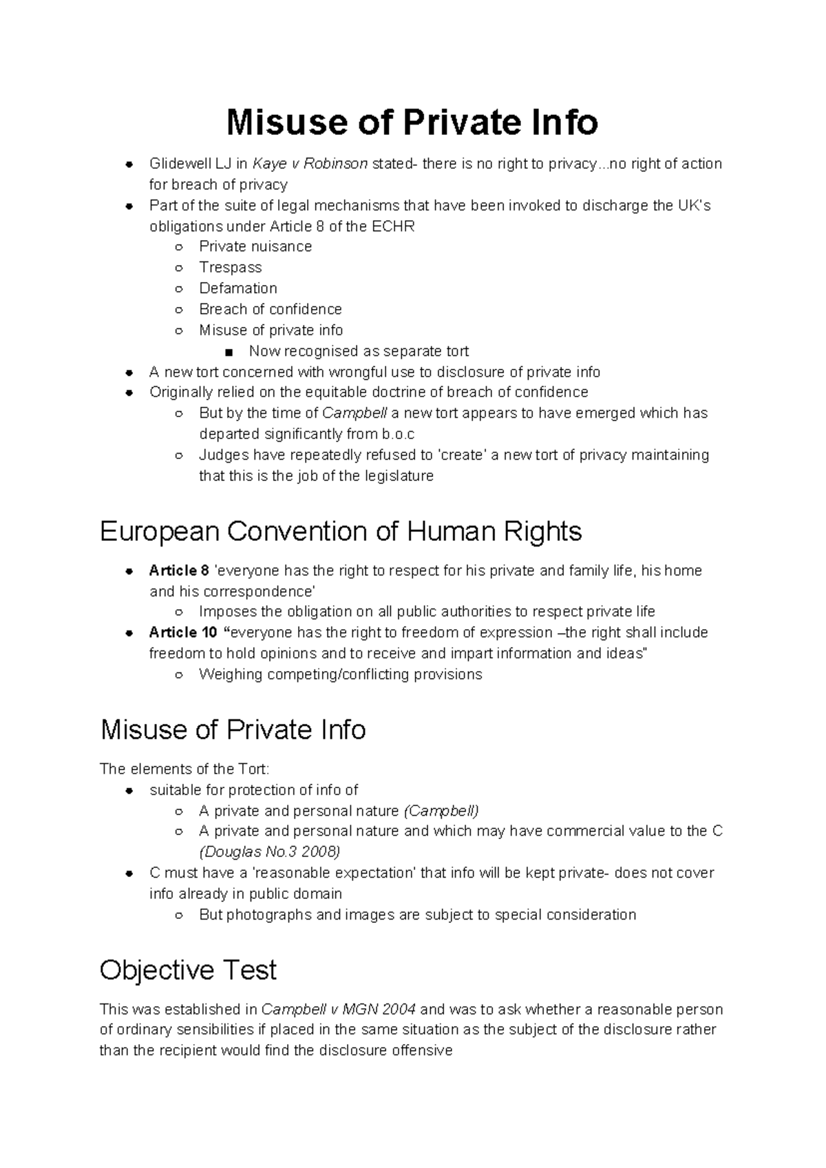 lecture-4-tort-misuse-of-private-information-misuse-of-private-info