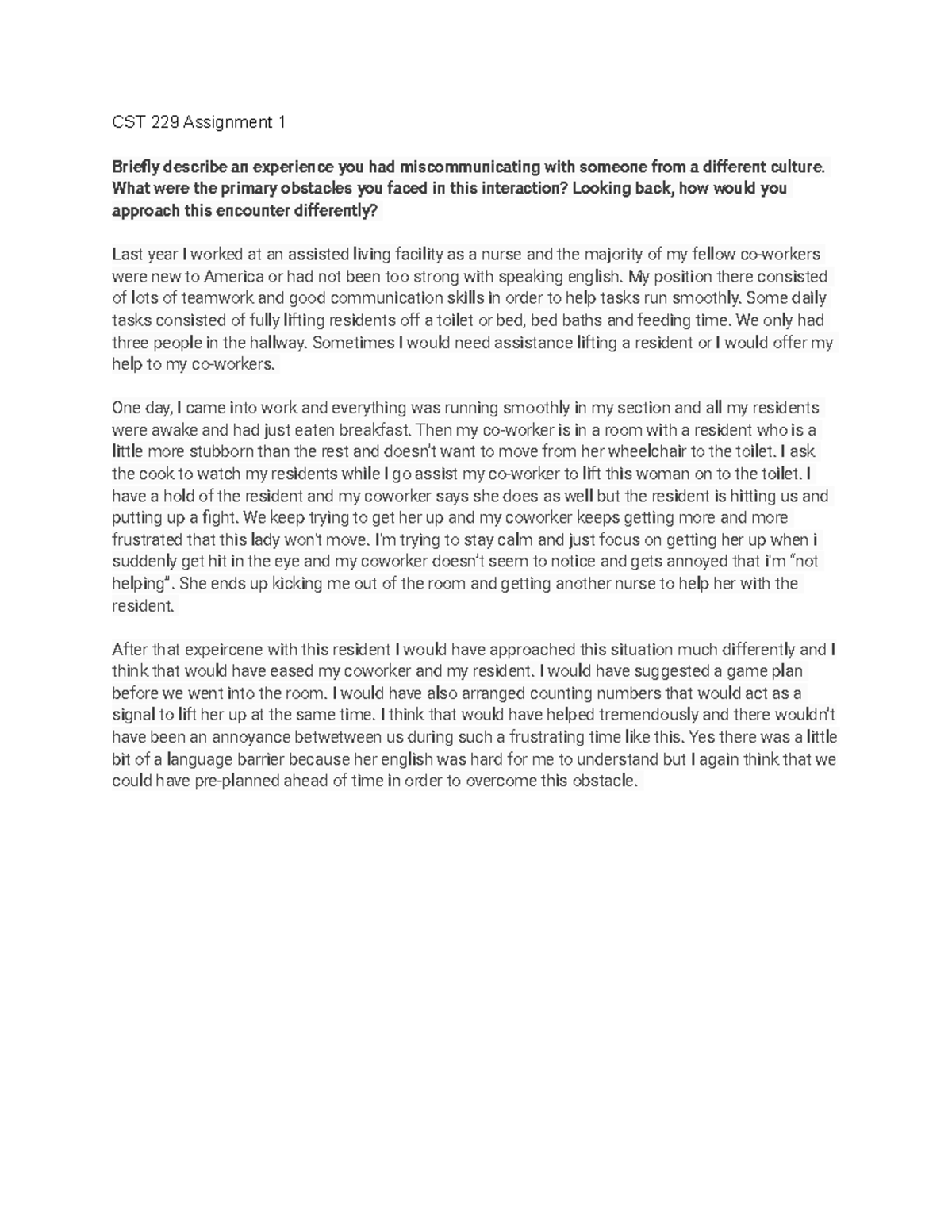 CST 229 Assignment 1 - CST 229 Assignment 1 Briefly describe an ...