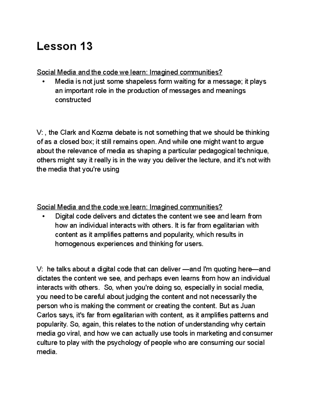 EDUC 307 Lesson 13 - LECTURE NOTES - Lesson 13 Social Media and the ...