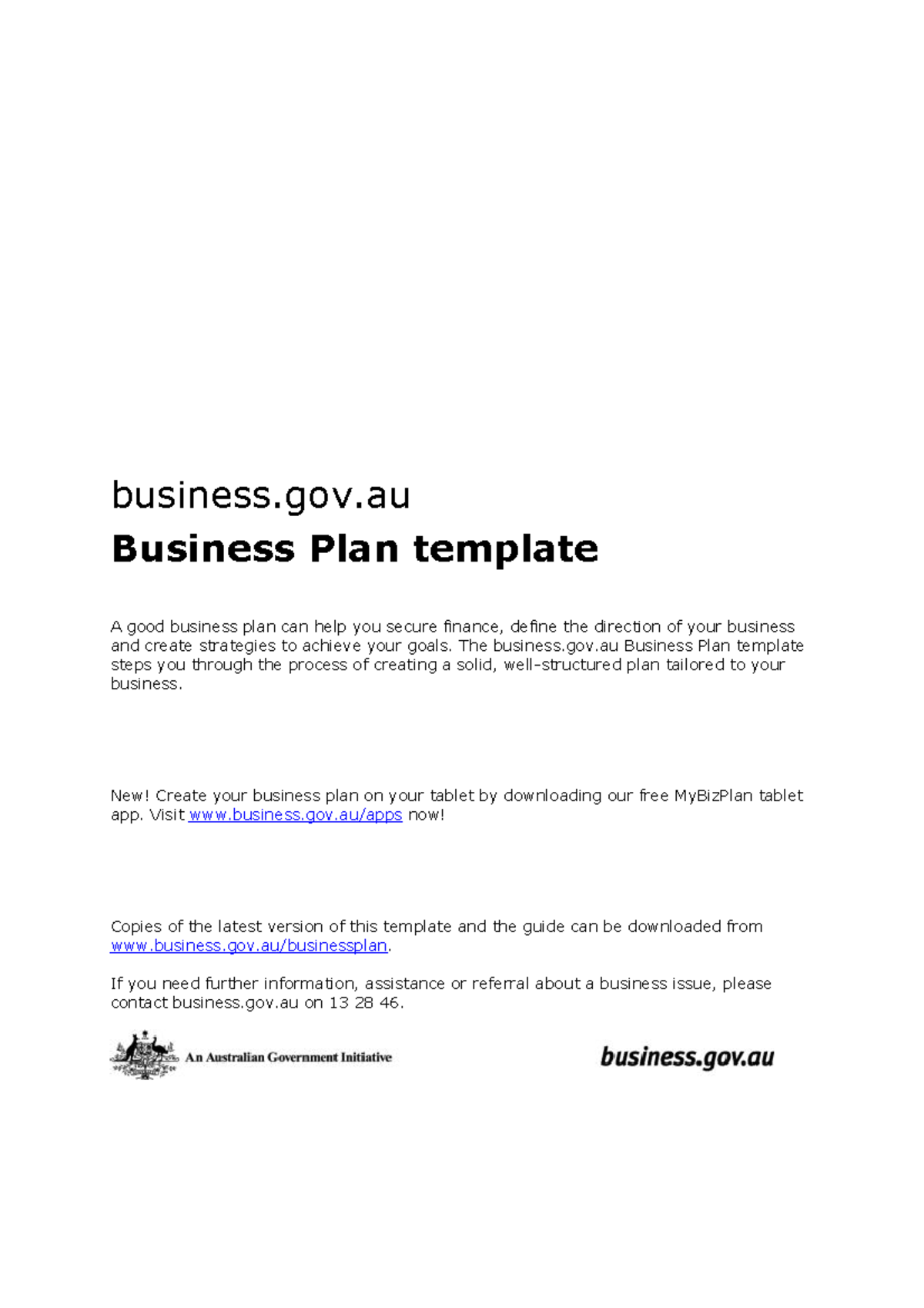 Business plan template doc - business.gov.au Business Plan For Australian Government Business Plan Template