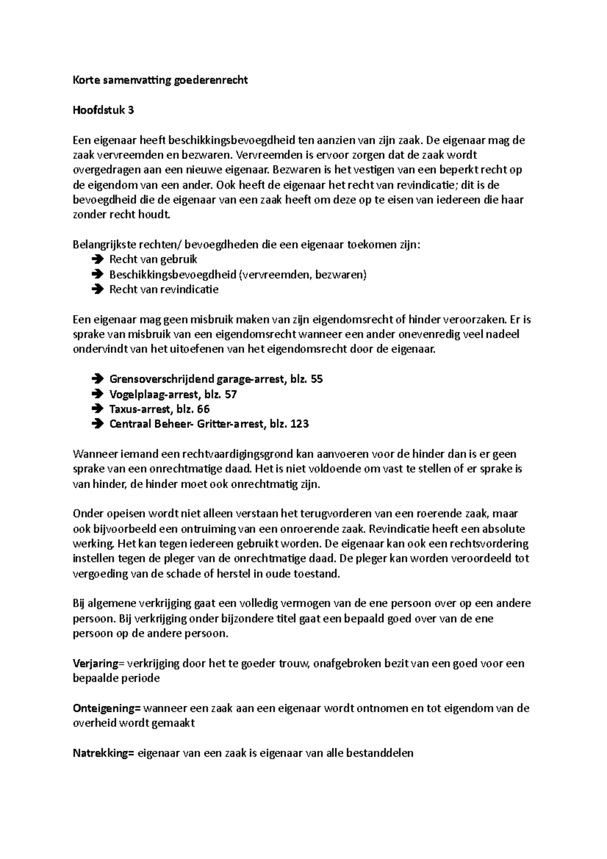 Korte Samenvatting Goederenrecht - Korte Samenvaing Goederenrecht ...