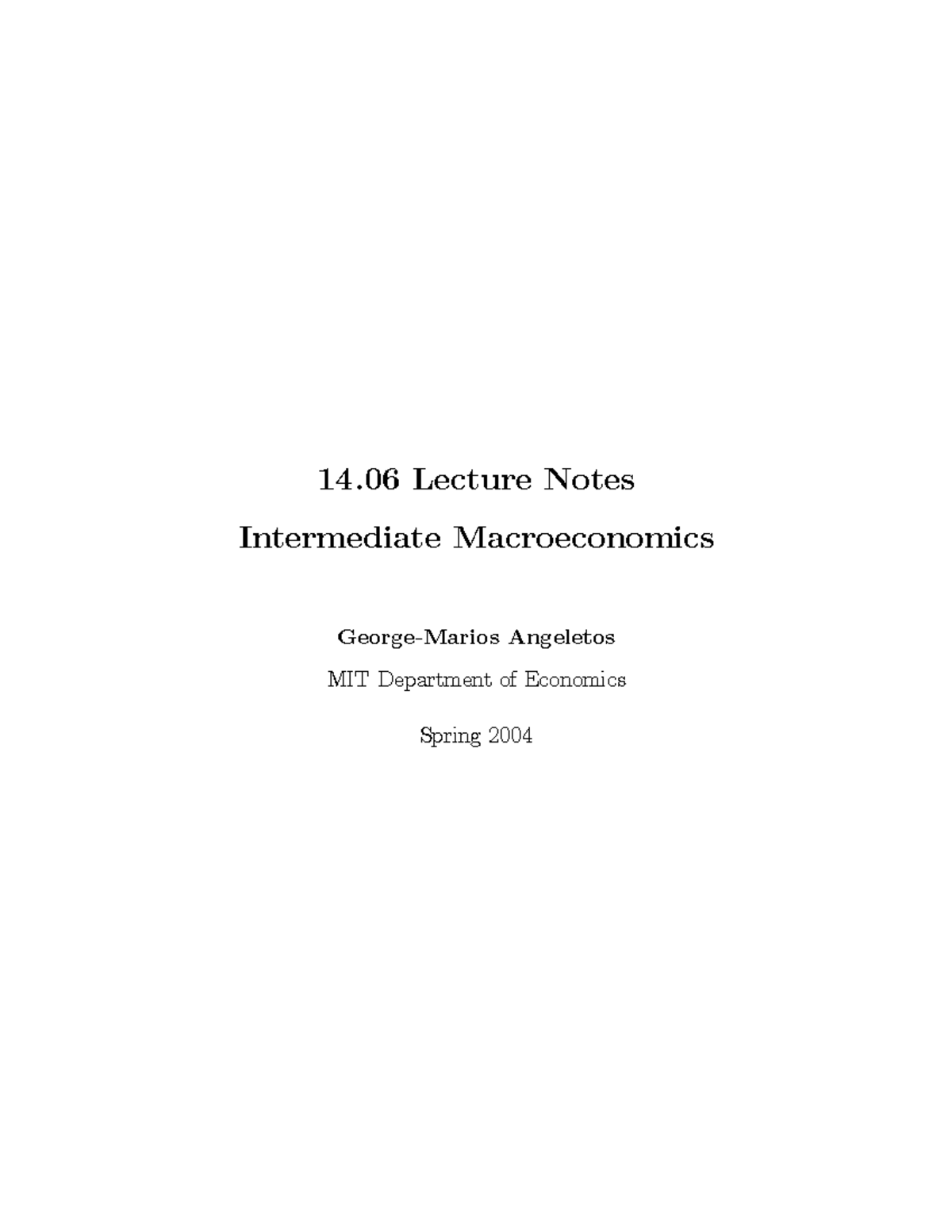 14 06lec nts ch1 - 14 Lecture Notes Intermediate Macroeconomics ...