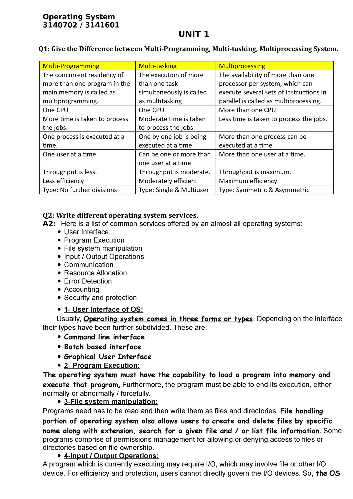 operating system assignment 1