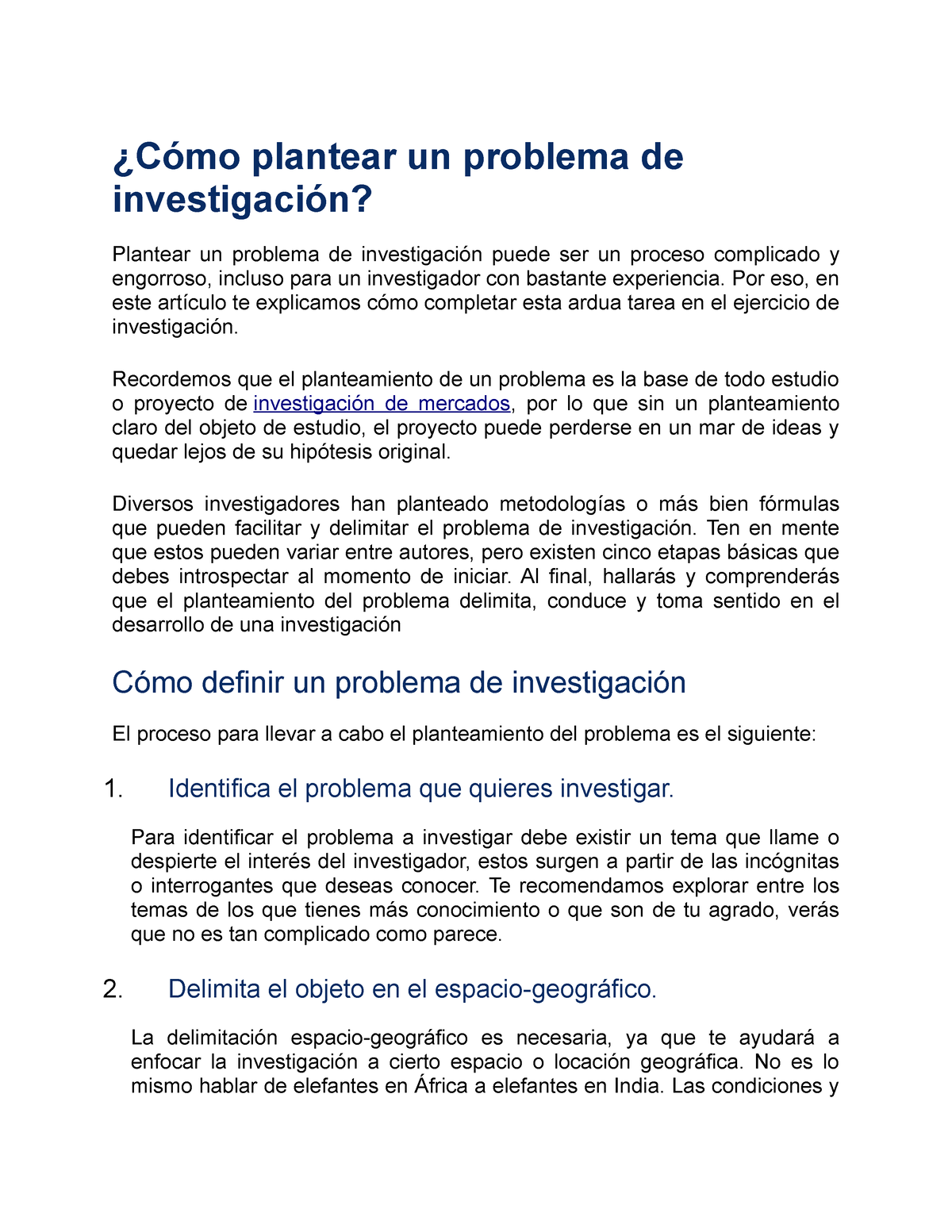 978332 Como plantear un problema de investigacion - ¿Cómo plantear un ...