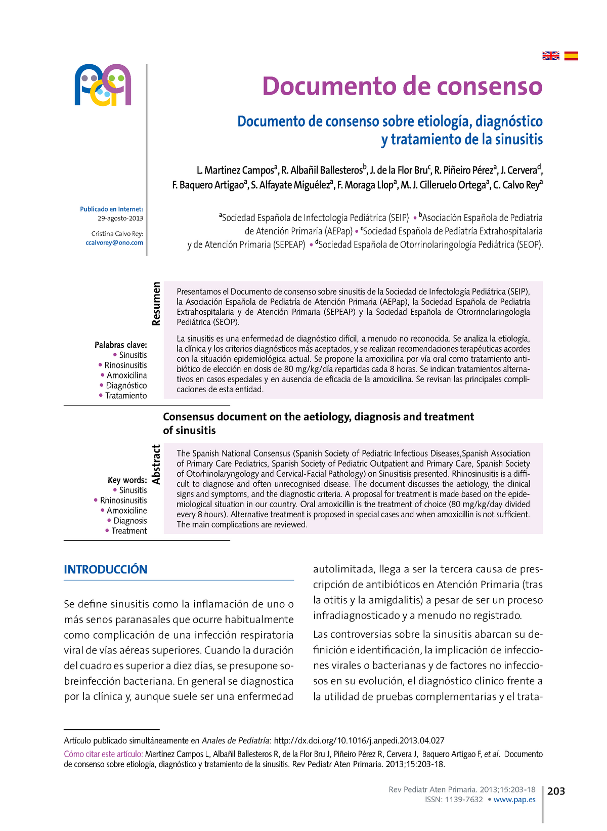 Sinusitis - Rev Pediatr Aten Primaria. 2013;15:203- Documento De ...