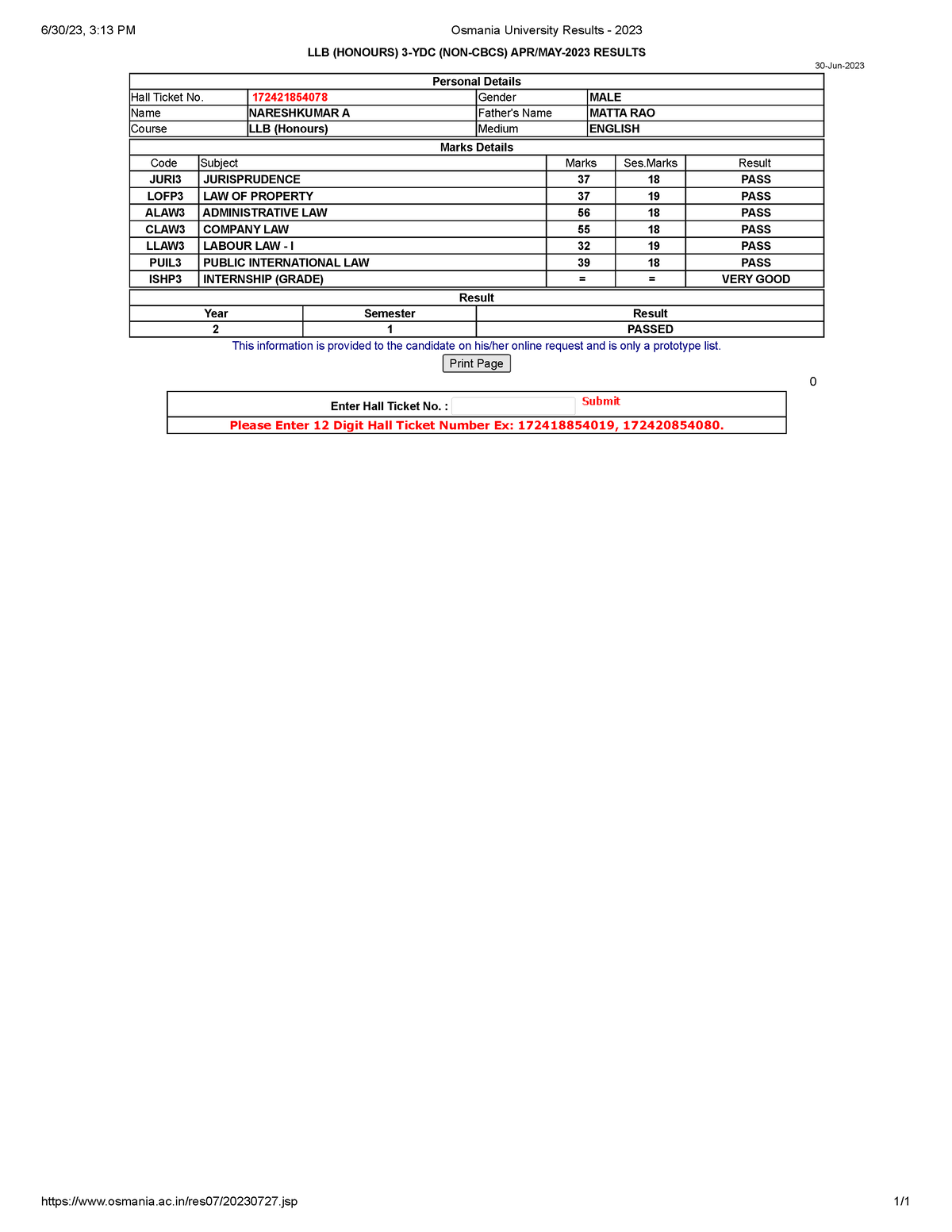 LLB- Hons-3-Sem - LLB Hons 3rd Year Syllabus - 6/30/23, 3:13 PM Osmania ...