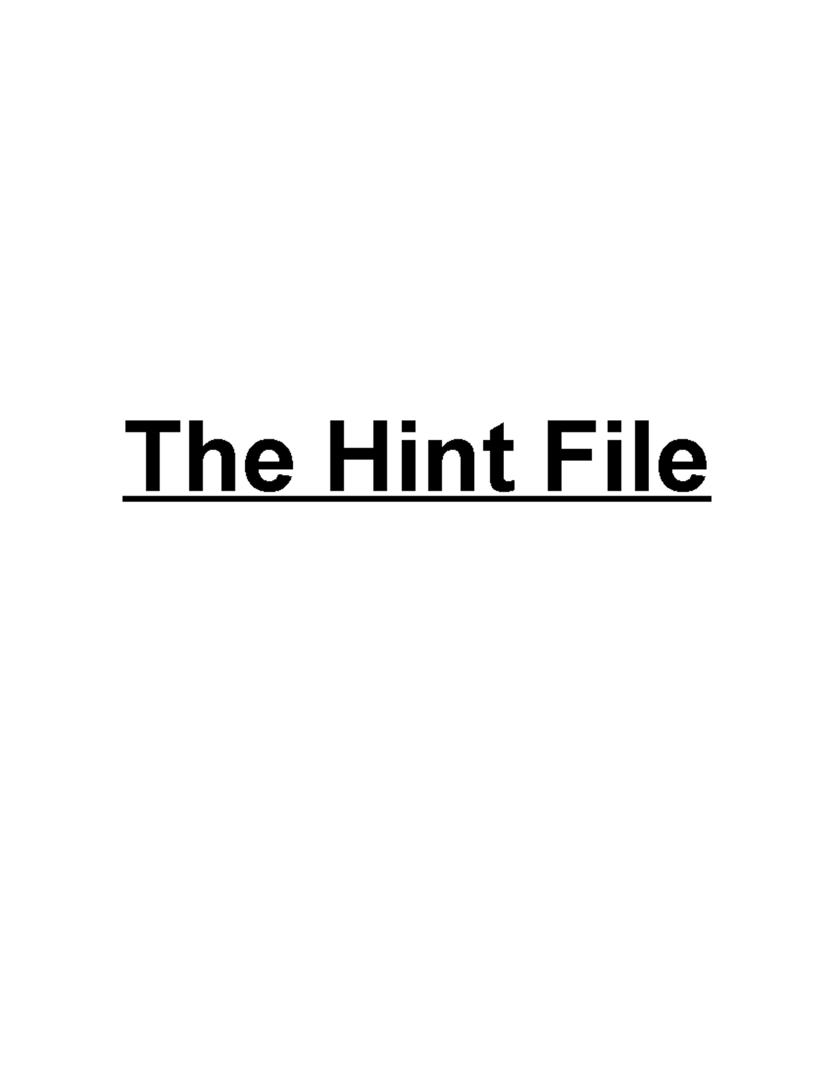 The Hint File CMNS 220 The Hint File Numbers’ Game “the number