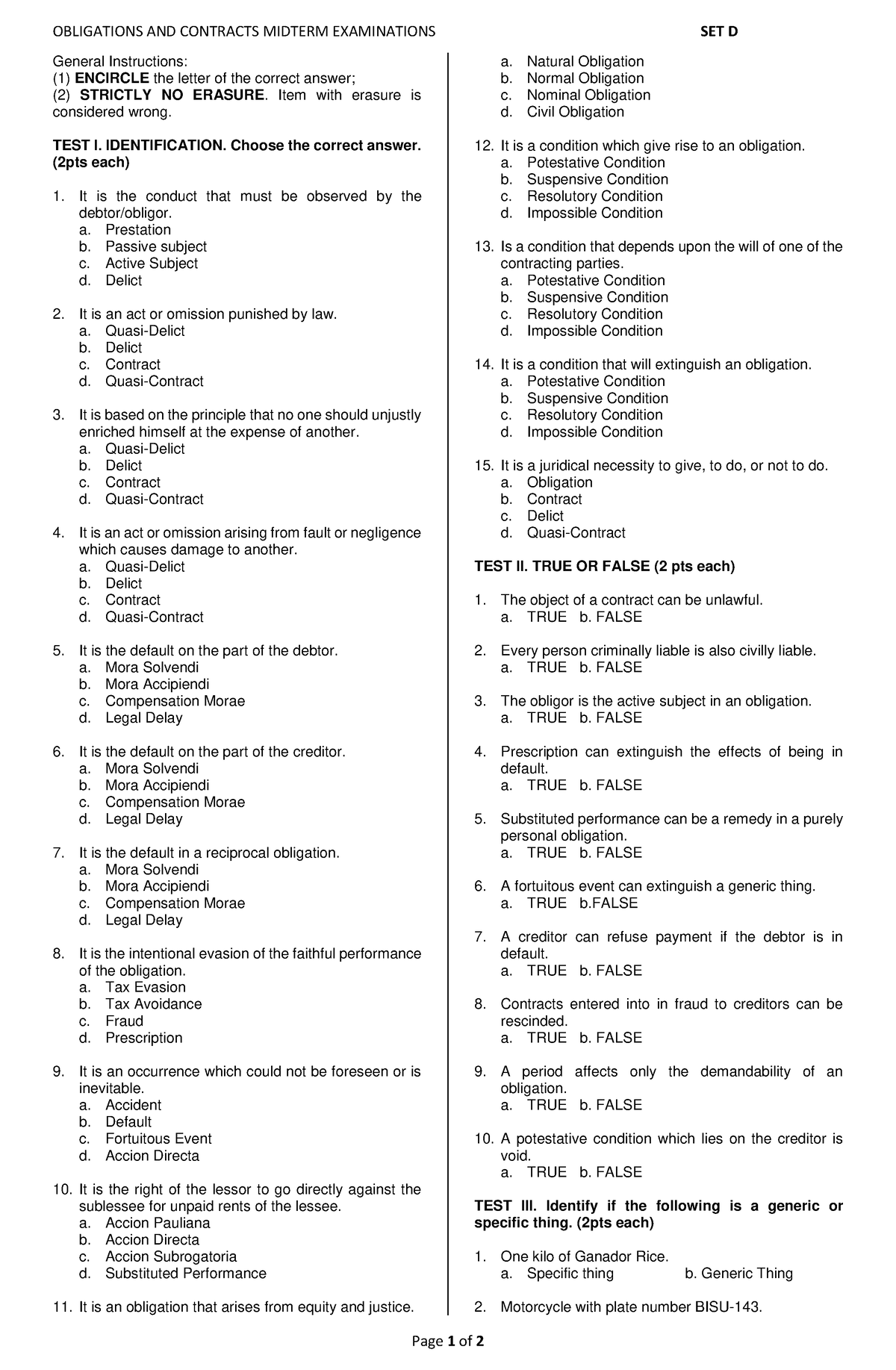 Toaz - File For Study In Bsa - OBLIGATIONS AND CONTRACTS MIDTERM ...