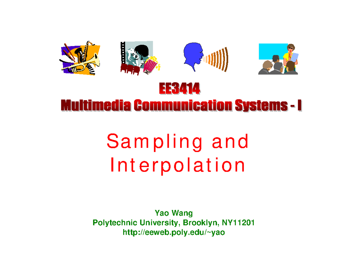 Sampling - Book - Yao Wang Polytechnic University, Brooklyn, NY eeweb ...