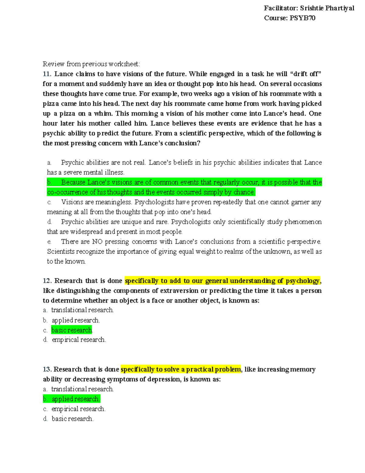 PSYB70 practical Session 2: lots of practice questions - Review from ...