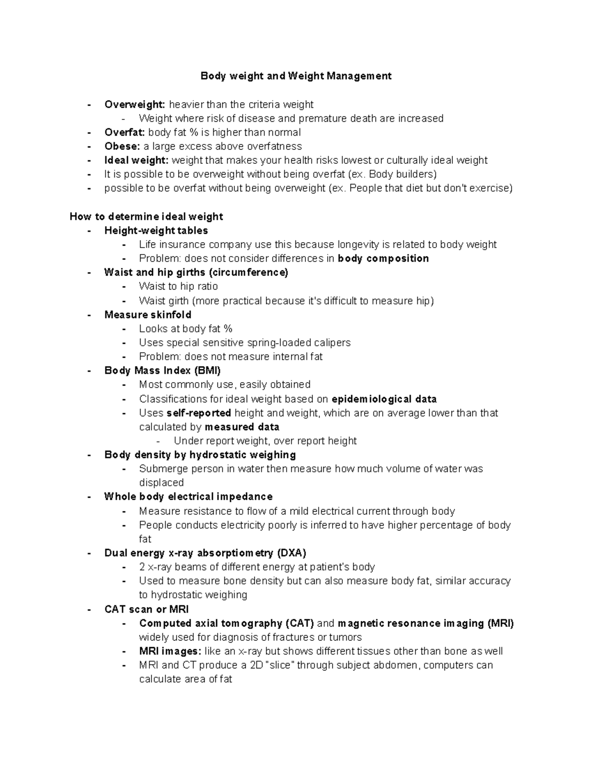 Chapter 8 Body Weight and weight control Body weight and Weight