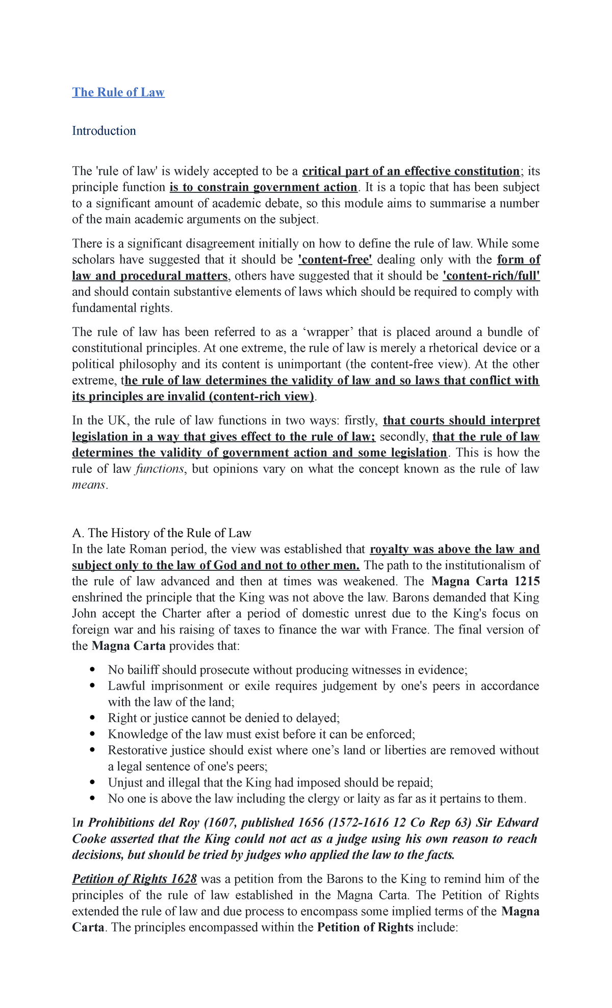 RULE OF LAW ( Leena) - The Rule of Law Introduction The 'rule of law ...