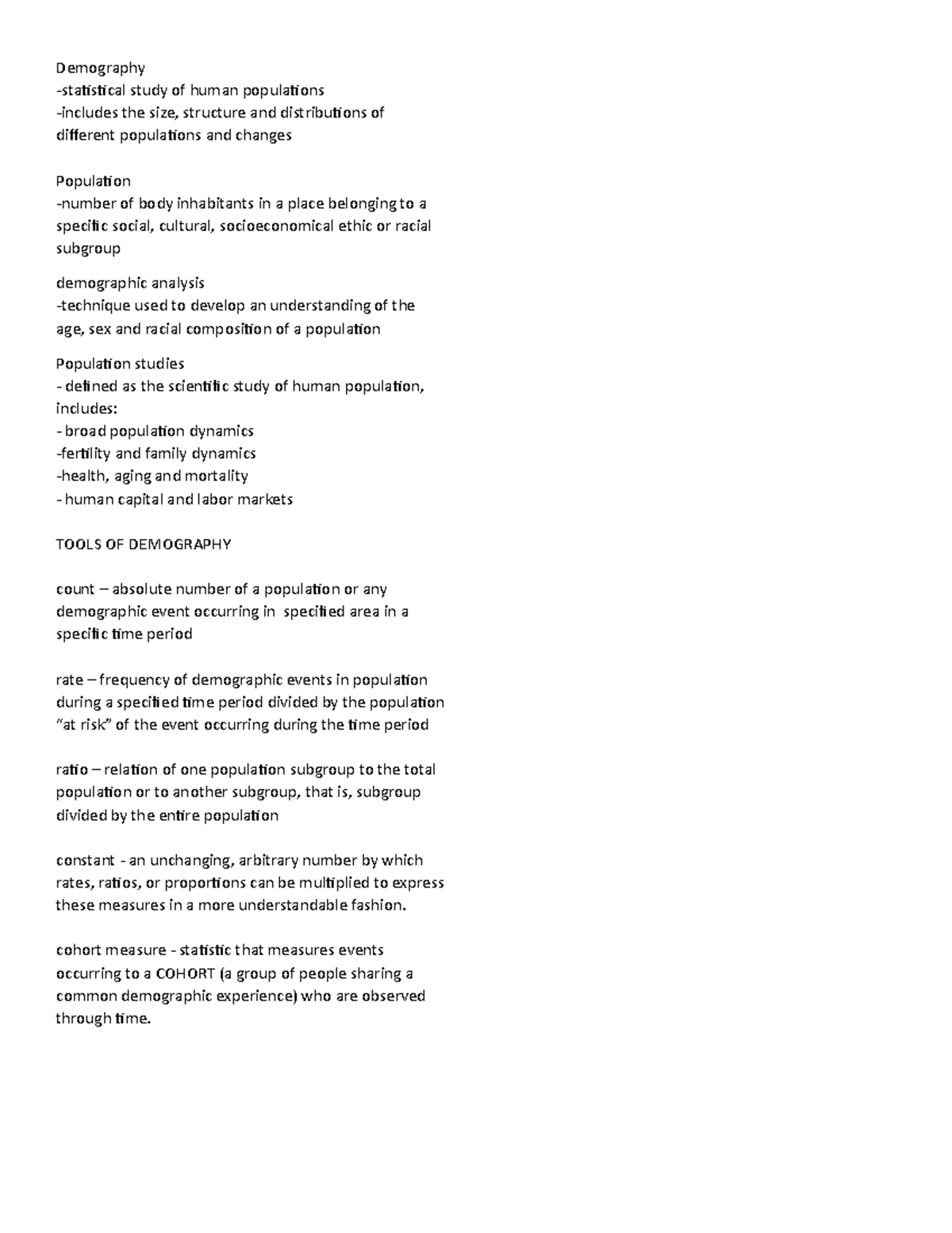 Demography - Demography -statistical study of human populations ...