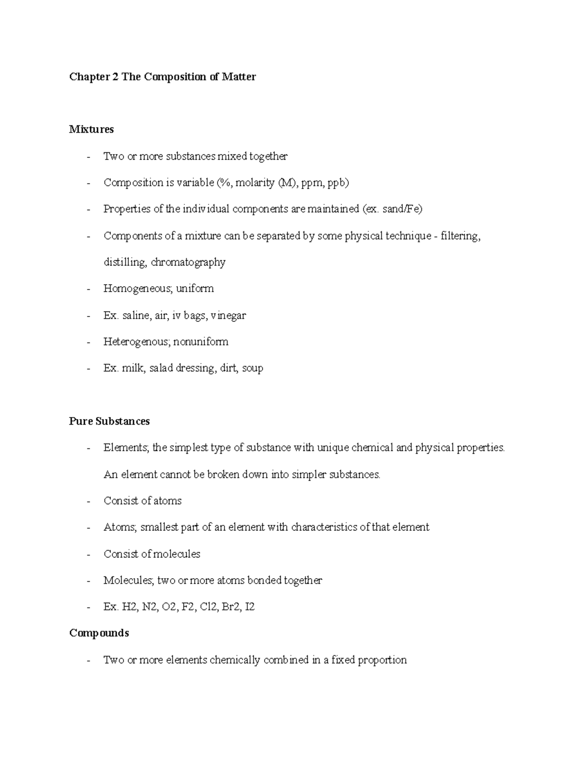 Chem 1035 Chapter Two - General Introduction To Chemistry Lecture Notes ...