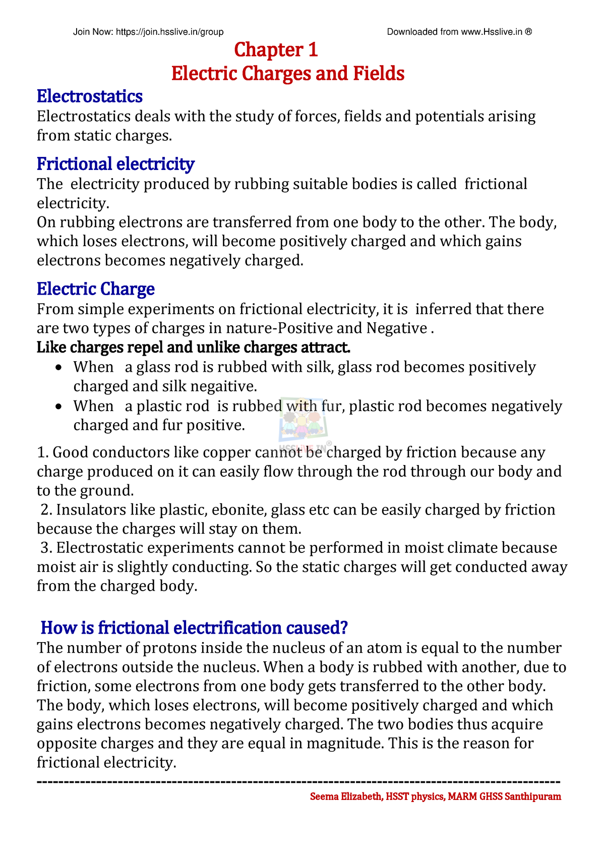 Hsslive xii physics all in one notes by seema elizabeth - Chapter 1 ...