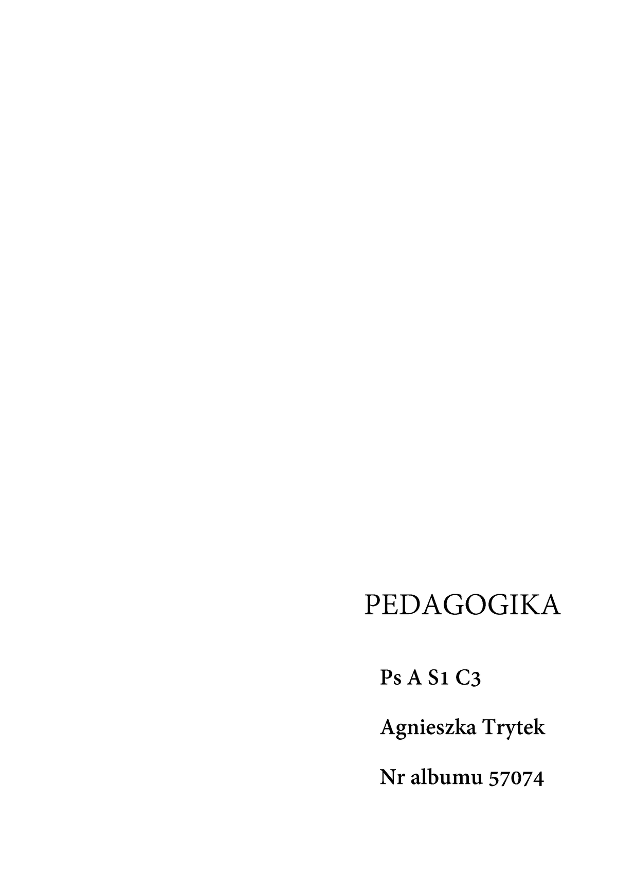 Pedagogika Montessori - PEDAGOGIKA Ps A S1 C Agnieszka Trytek Nr Albumu ...