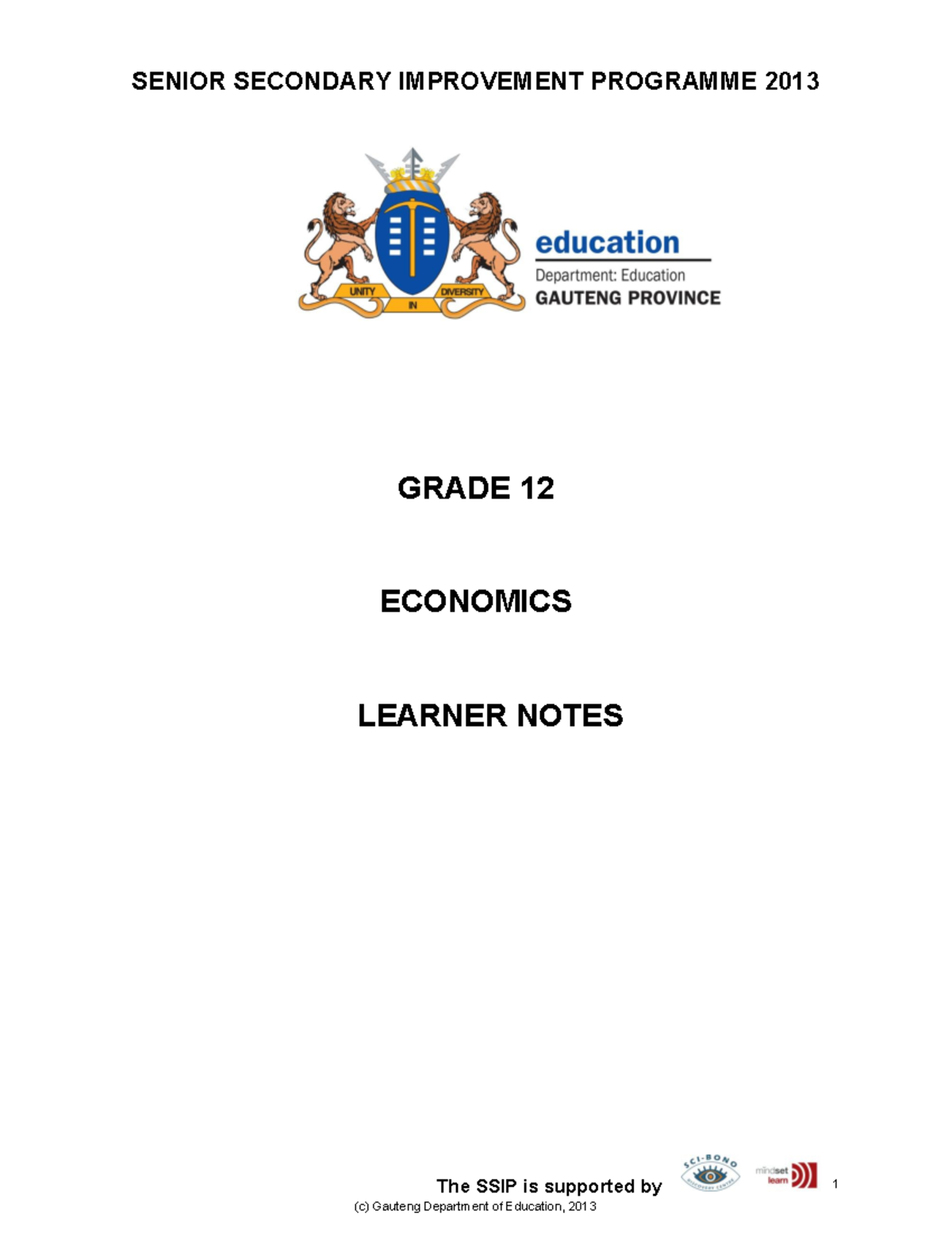 Economicsgr 12sessions 8-11ln2013 - The Ssip Is Supported By Senior 