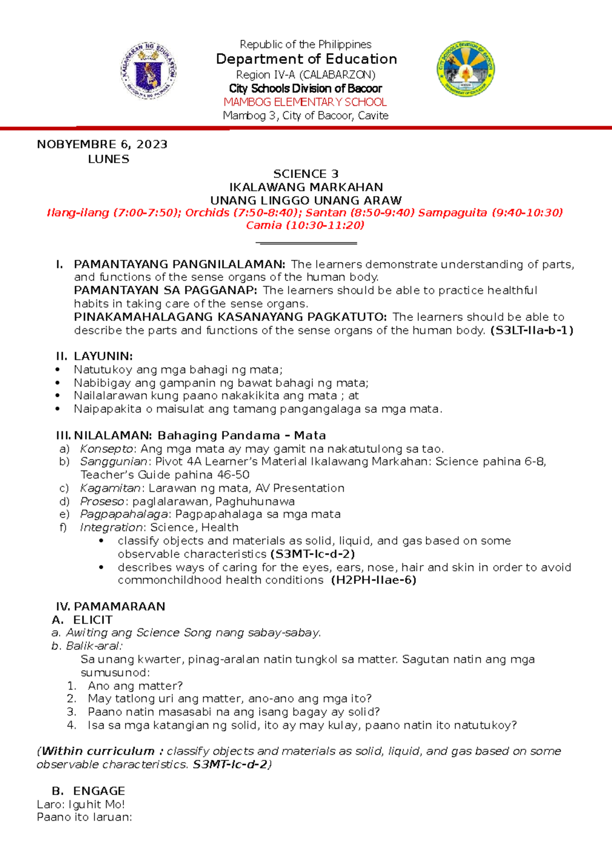 Science 3 Quarter 2 WEEK 1 - Republic Of The Philippines Department Of ...