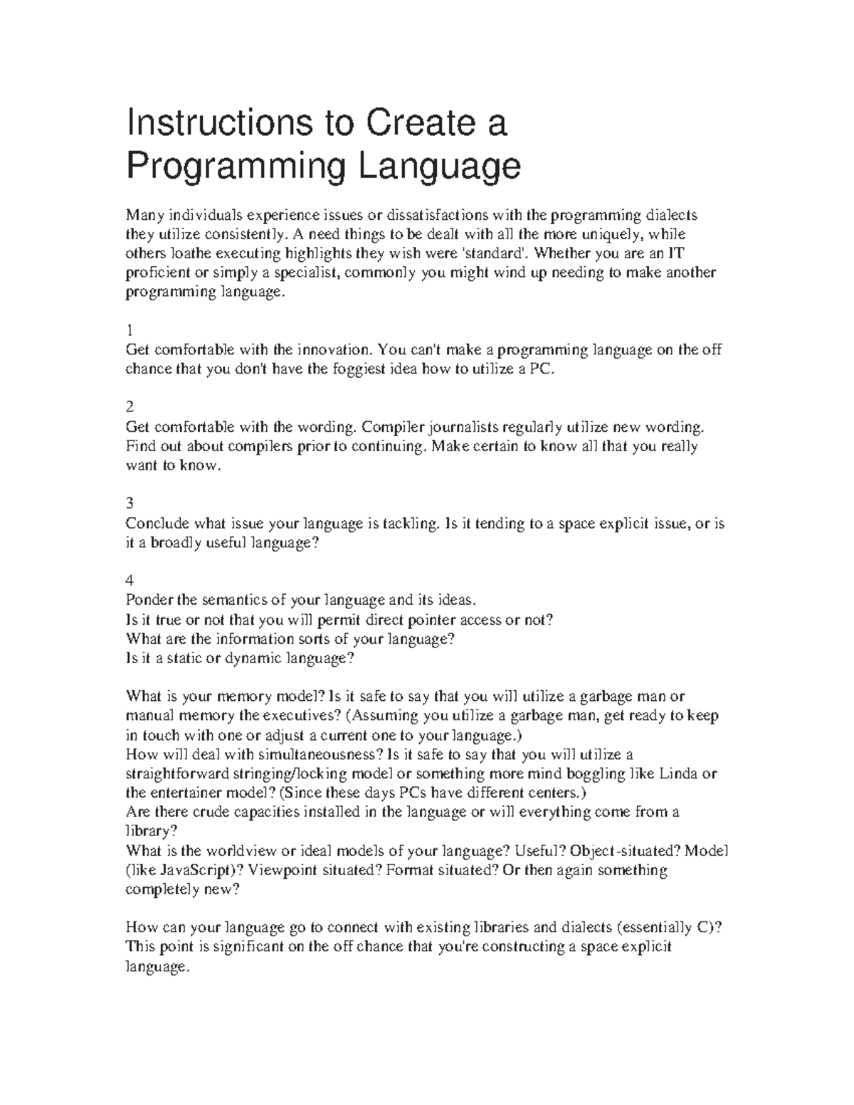 How to Create a Programming Language - Instructions to Create a ...