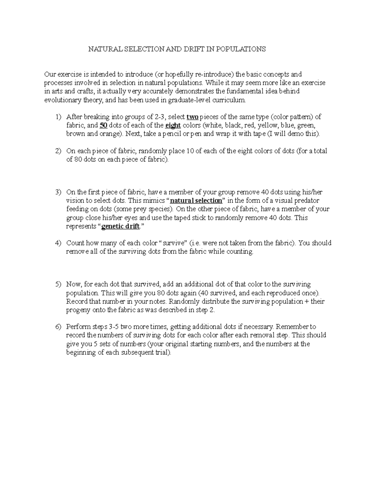 Lab+8+Population+evolution%281%29 - NATURAL SELECTION AND DRIFT IN ...