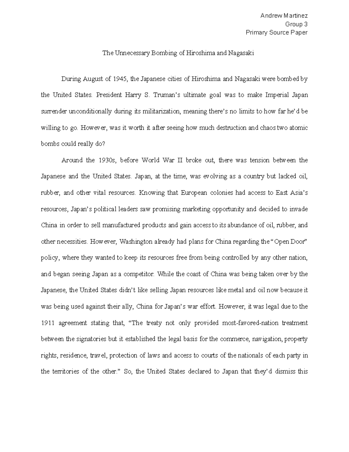 essay on the bombing of hiroshima and nagasaki