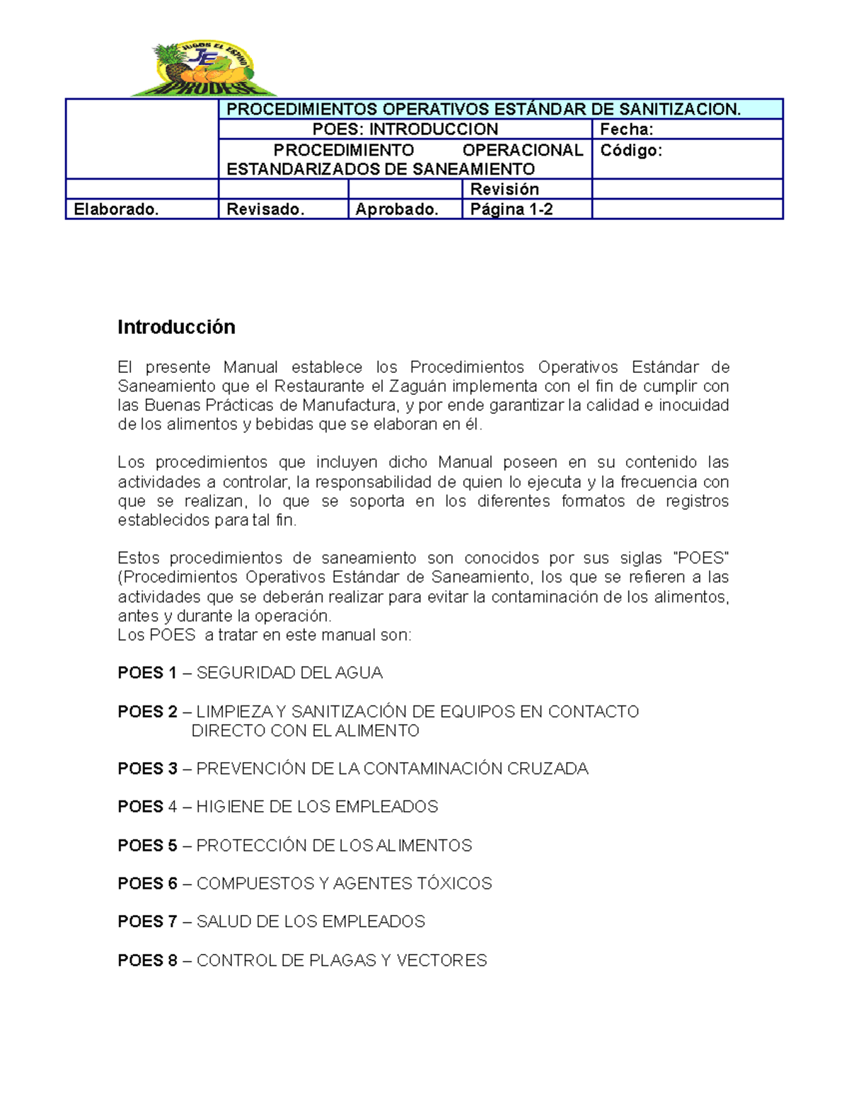 422690893-POES - calidad - PROCEDIMIENTOS OPERATIVOS ESTÁNDAR DE ...