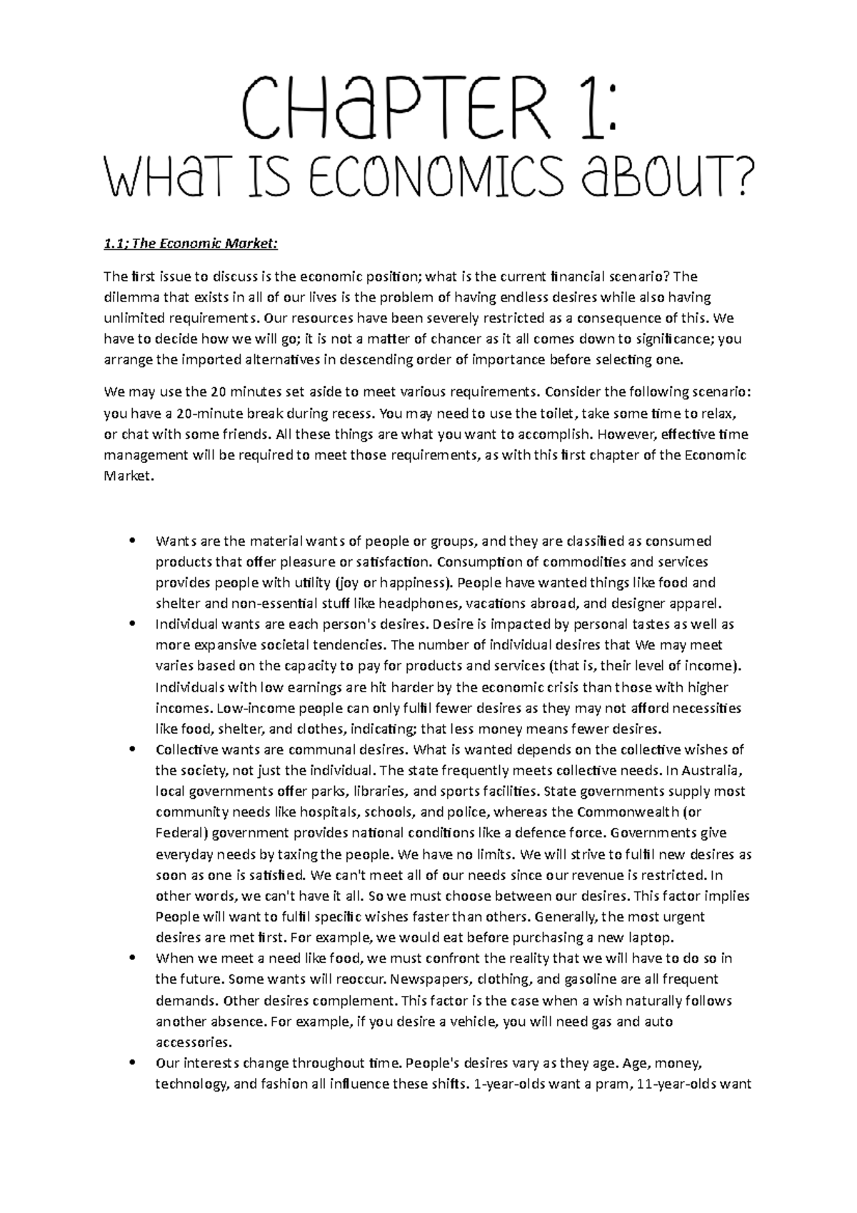 essay on market economy