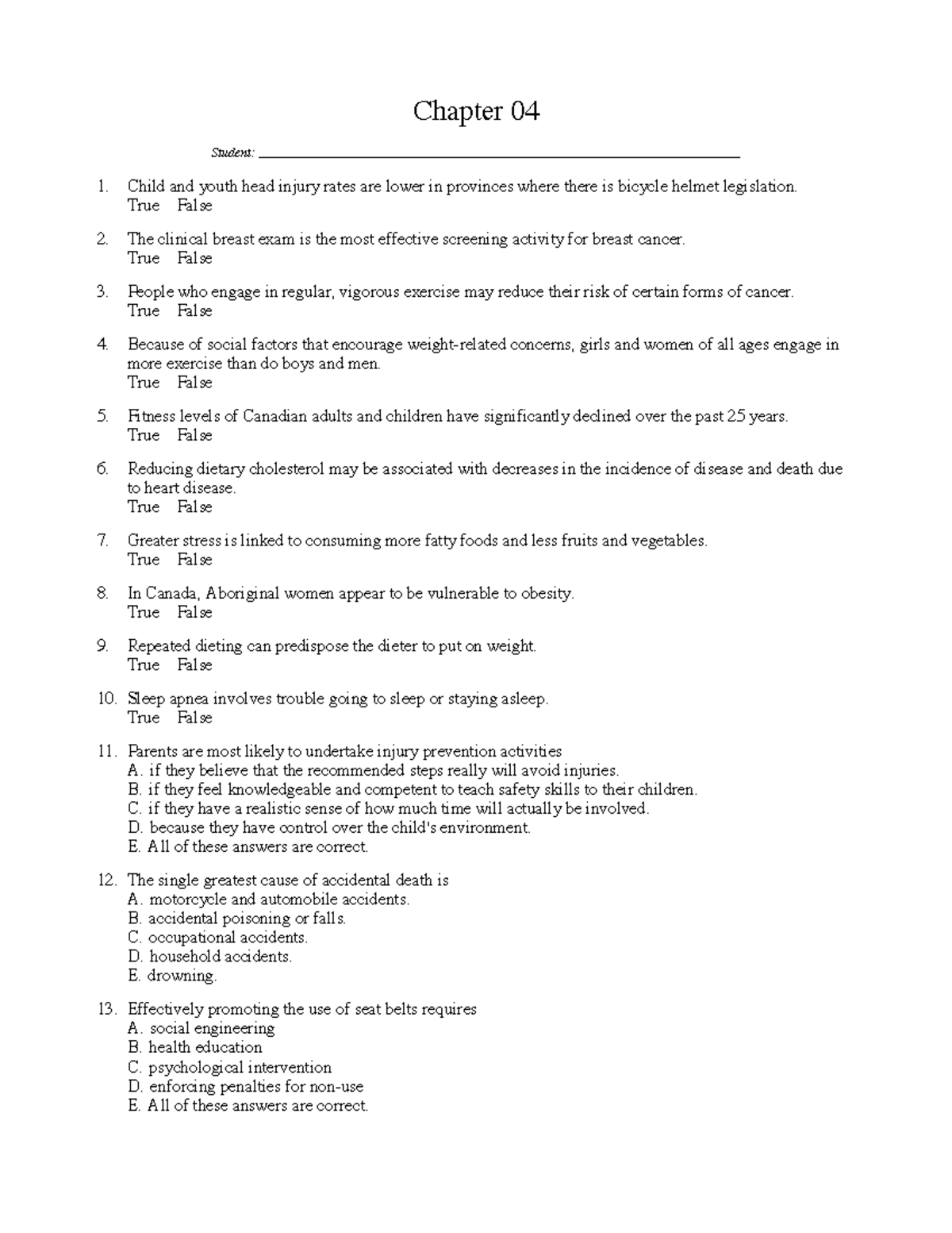 Chapter 04 - Testbank Answers - Chapter 04 Student: - Studocu