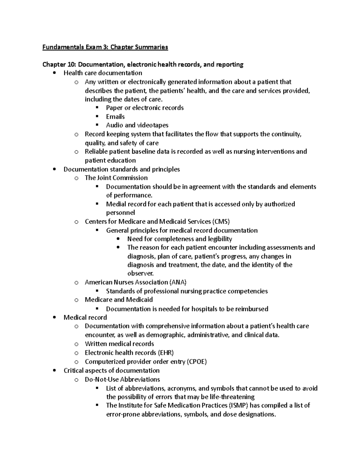 Fundamentals Exam 3 - study guide - Fundamentals Exam 3: Chapter ...