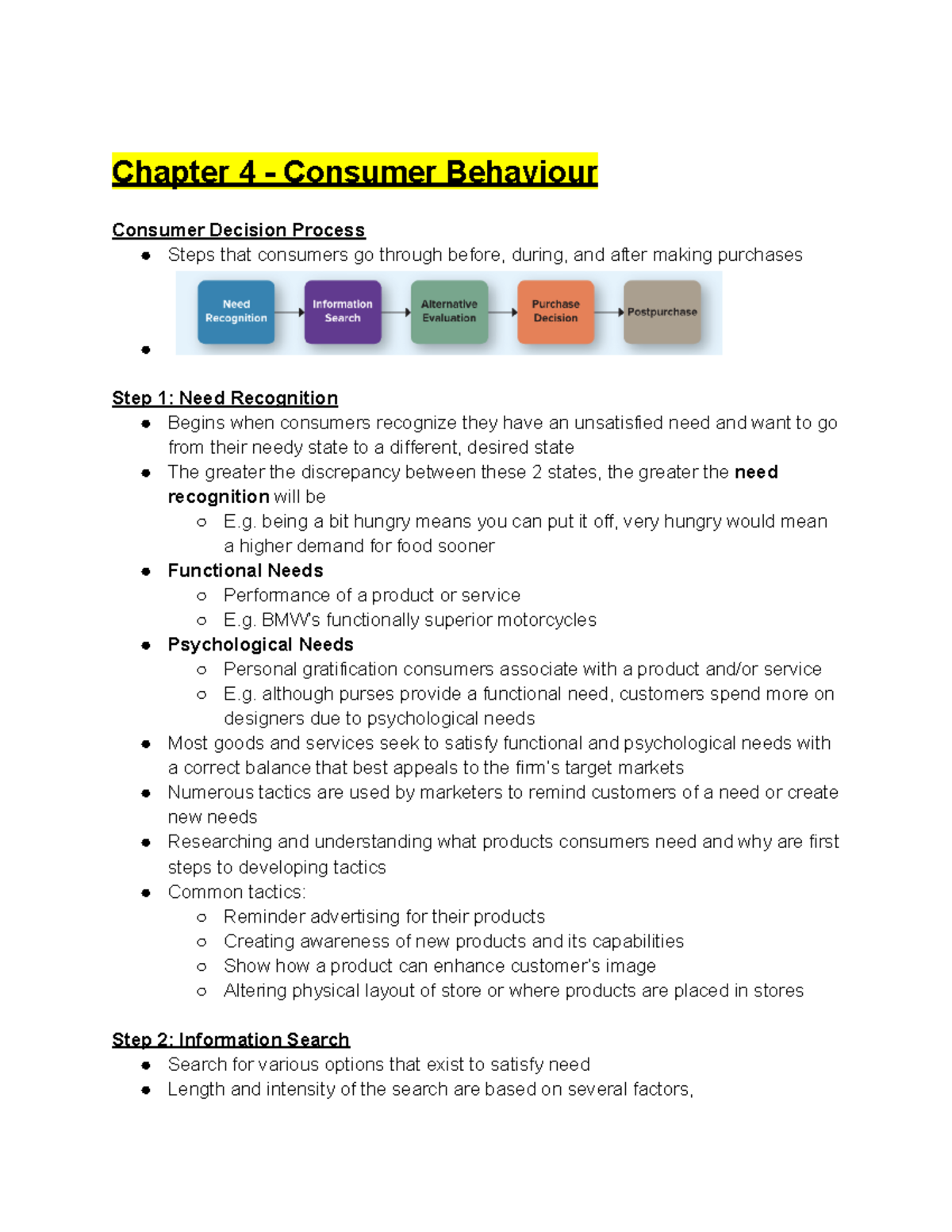 MOS2320 Chapter 4 Textbook Notes - Chapter 4 - Consumer Behaviour ...