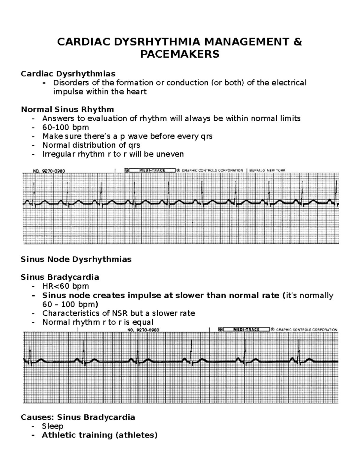Week 1 Dysrhythmia Management and Pacemakers Fall 2016 - Read-Only ...