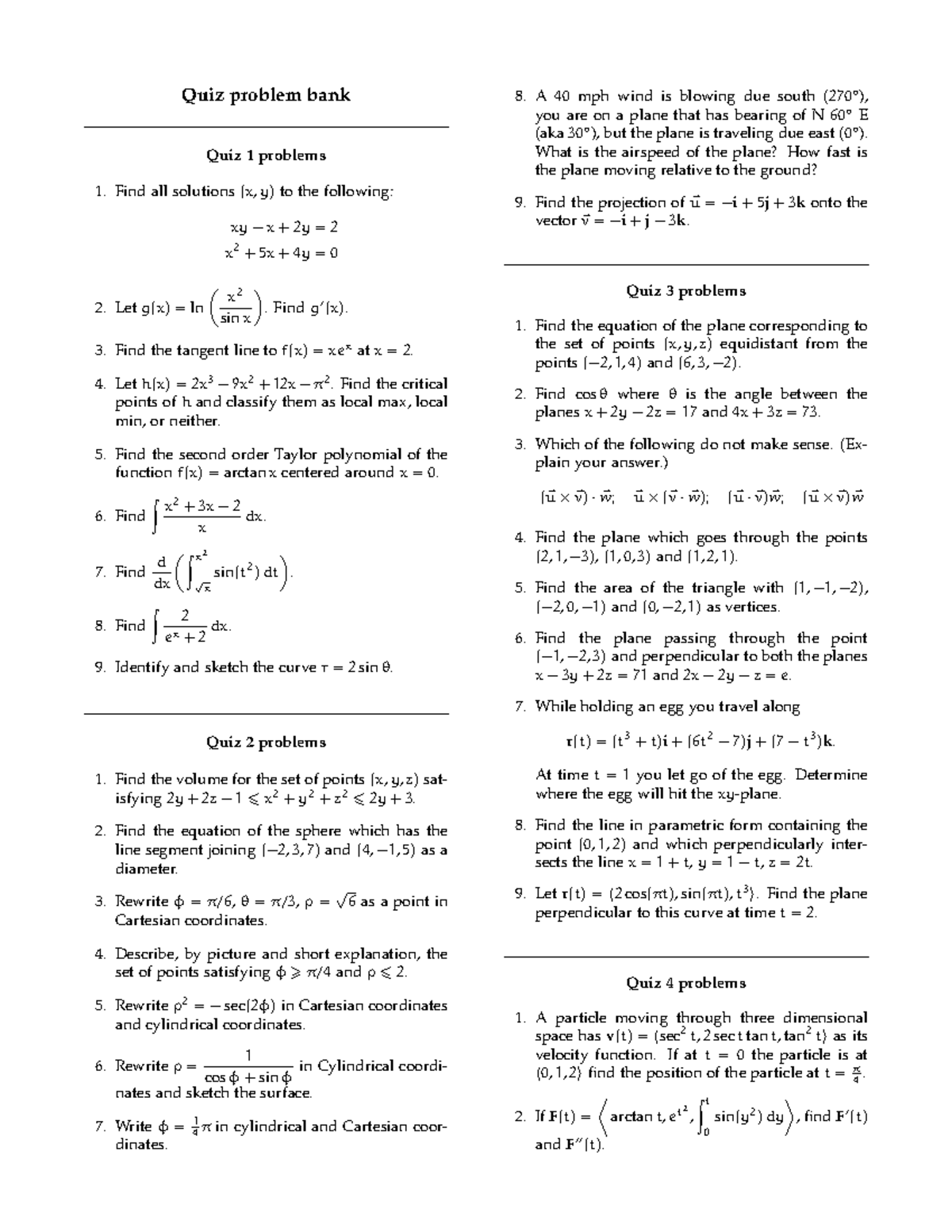 F15quizzes Helpful Quizzes For Maths Quiz Problem Bank Quiz Problems Find All Studocu