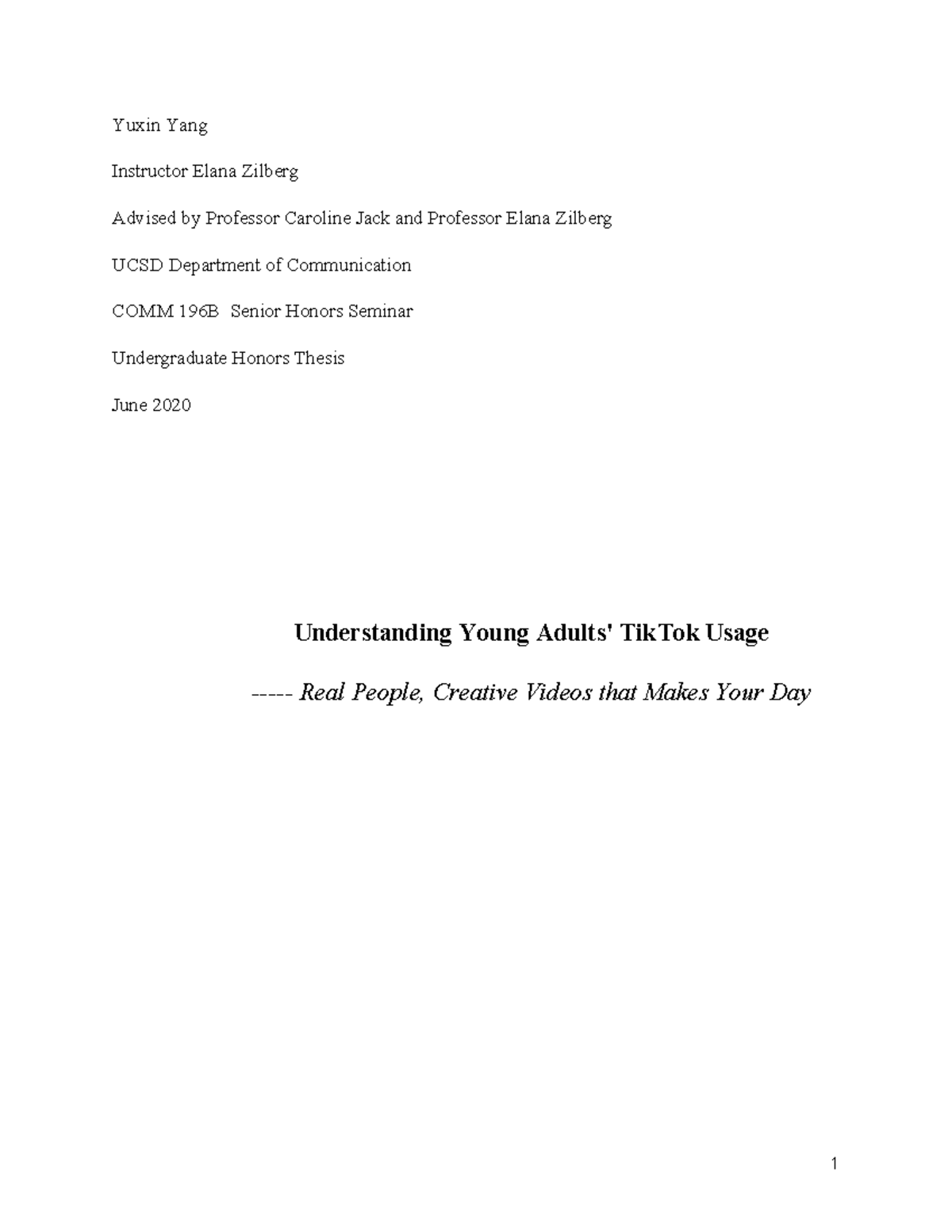 Yang yuxin understanding young adults tiktok usage - Yuxin Yang ...