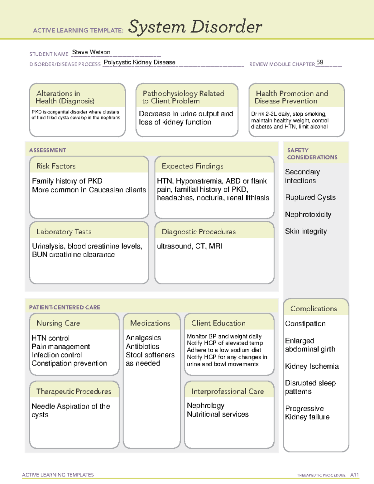 PKD System Disorder - ATI Template - ACTIVE LEARNING TEMPLATES ...