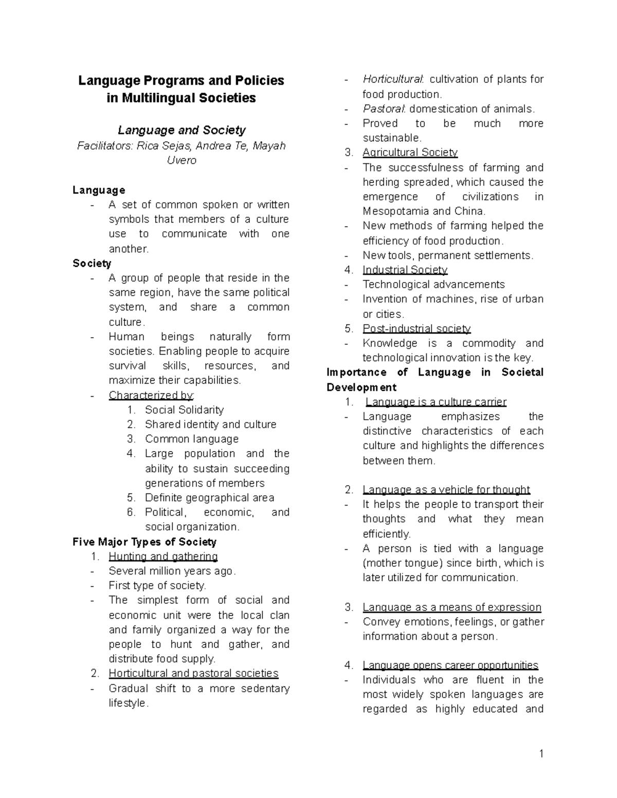 Language and Society - Language Programs and Policies in Multilingual ...