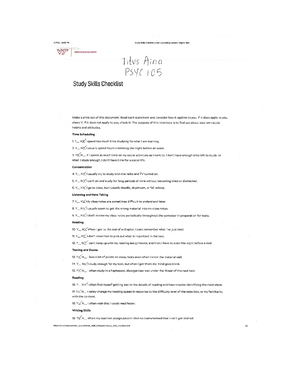 Study Skills Assessment - Completing the assessment is the first step ...