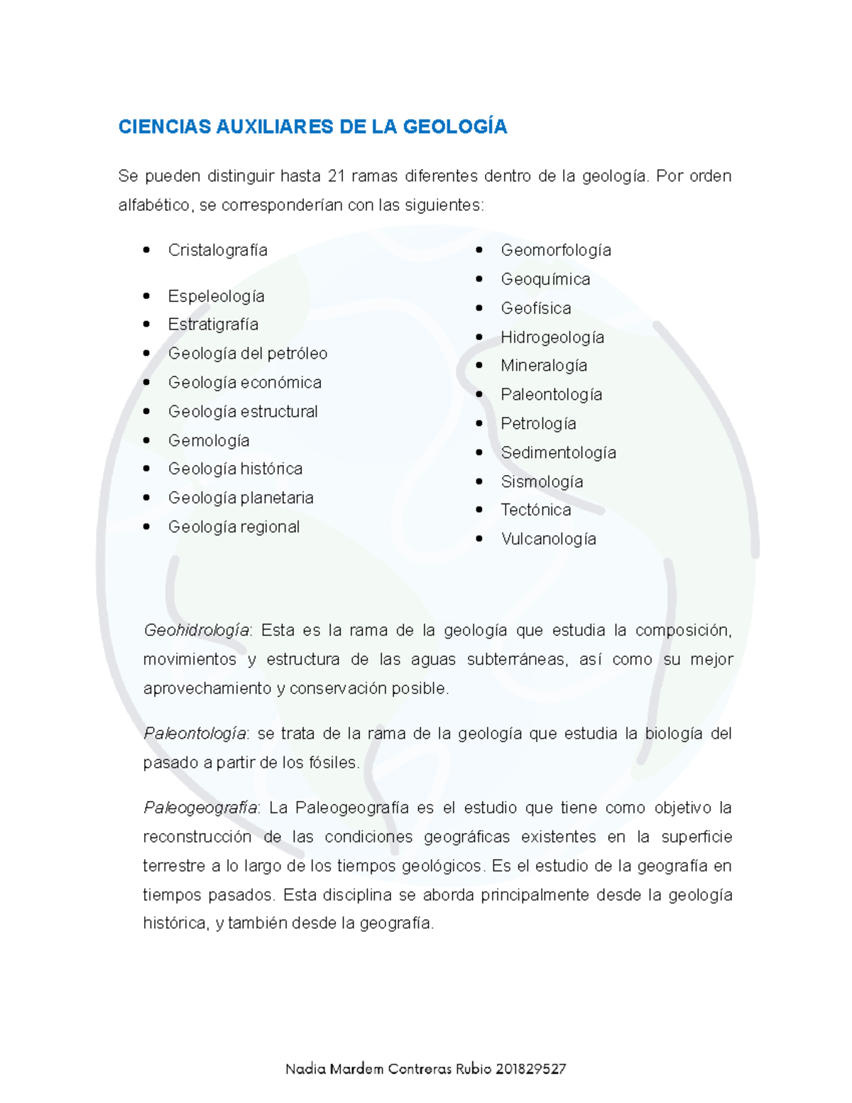 Ciencias Auxiliares DE LA Geología - CIENCIAS AUXILIARES DE LA GEOLOGÍA ...