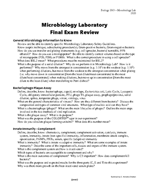 Micro Bio Lab 1 - Lab notes from lab 1 - Culturing microorganisms What ...