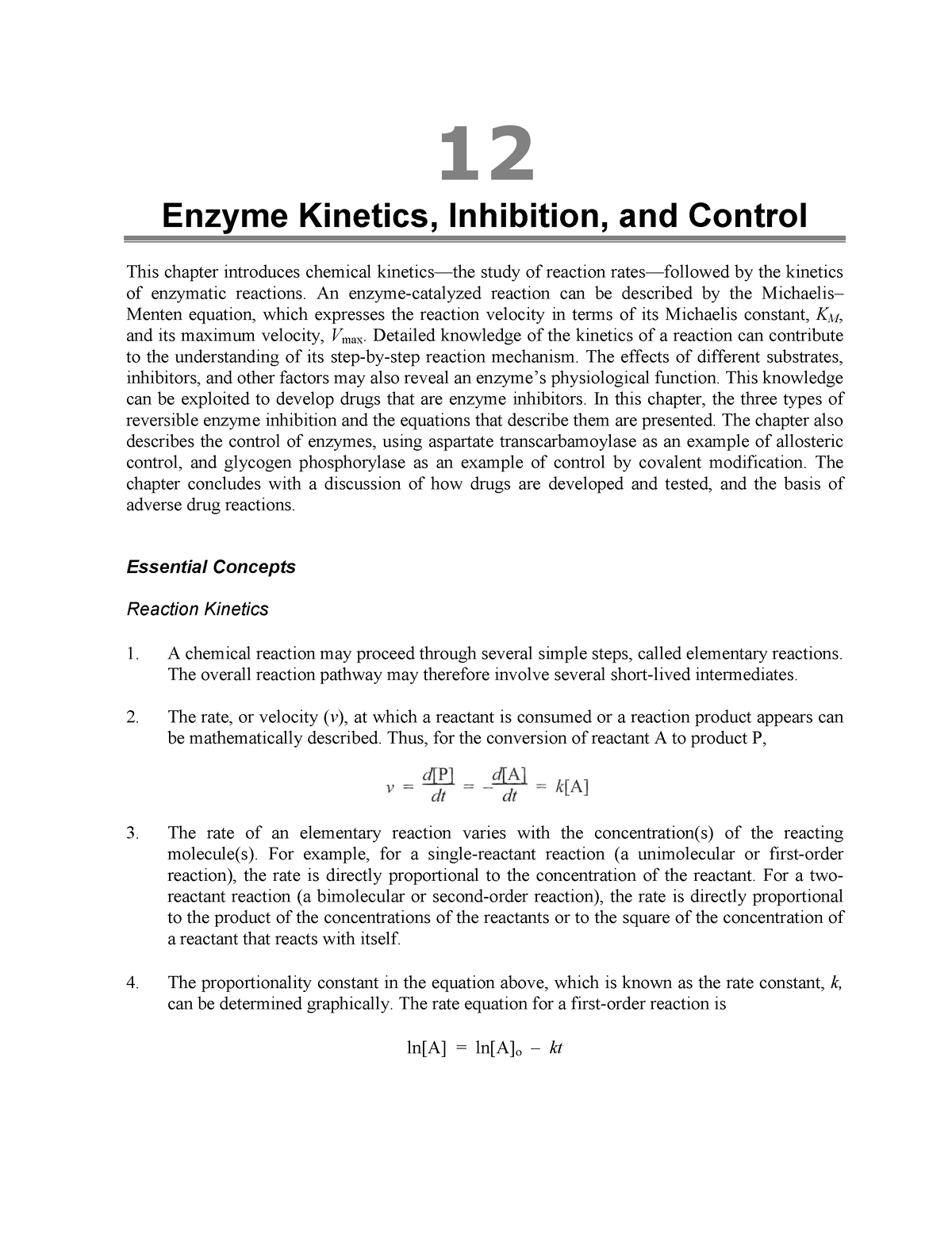 Biochemistry-40 - N/A - 12 Enzyme Kinetics, Inhibition, and Control ...