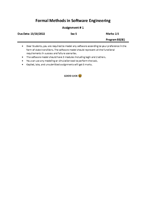 Mid paper solution-1 - Formal method - UOL - Studocu