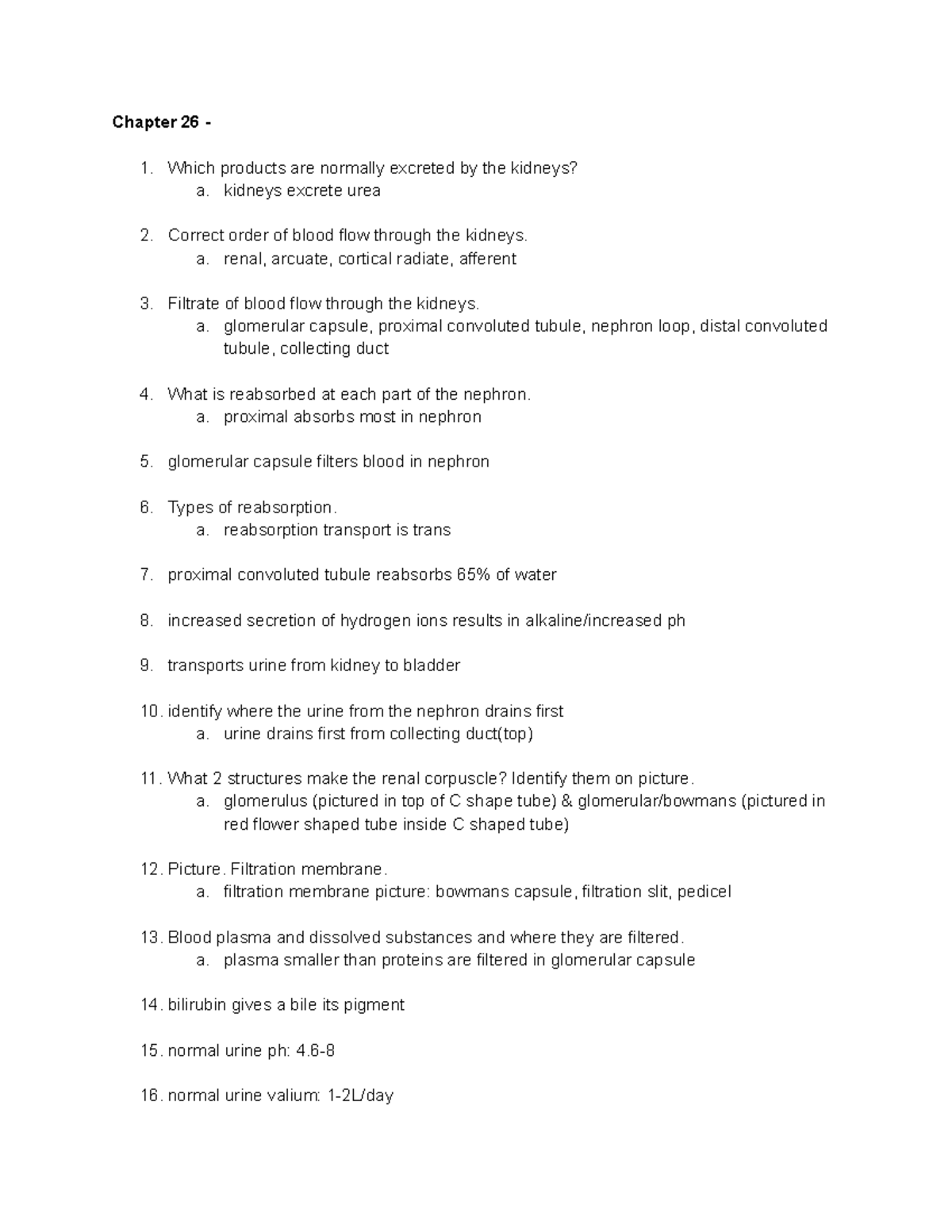 AP2 Exam 3 Notecard Notes - Chapter 26 - 1. Which products are normally ...
