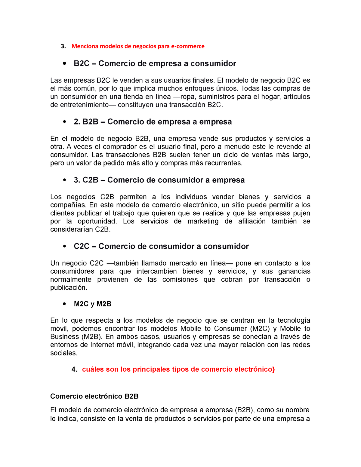 e-commerce types - Menciona modelos de negocios para e-commerce  B2C –  Comercio de empresa a - Studocu