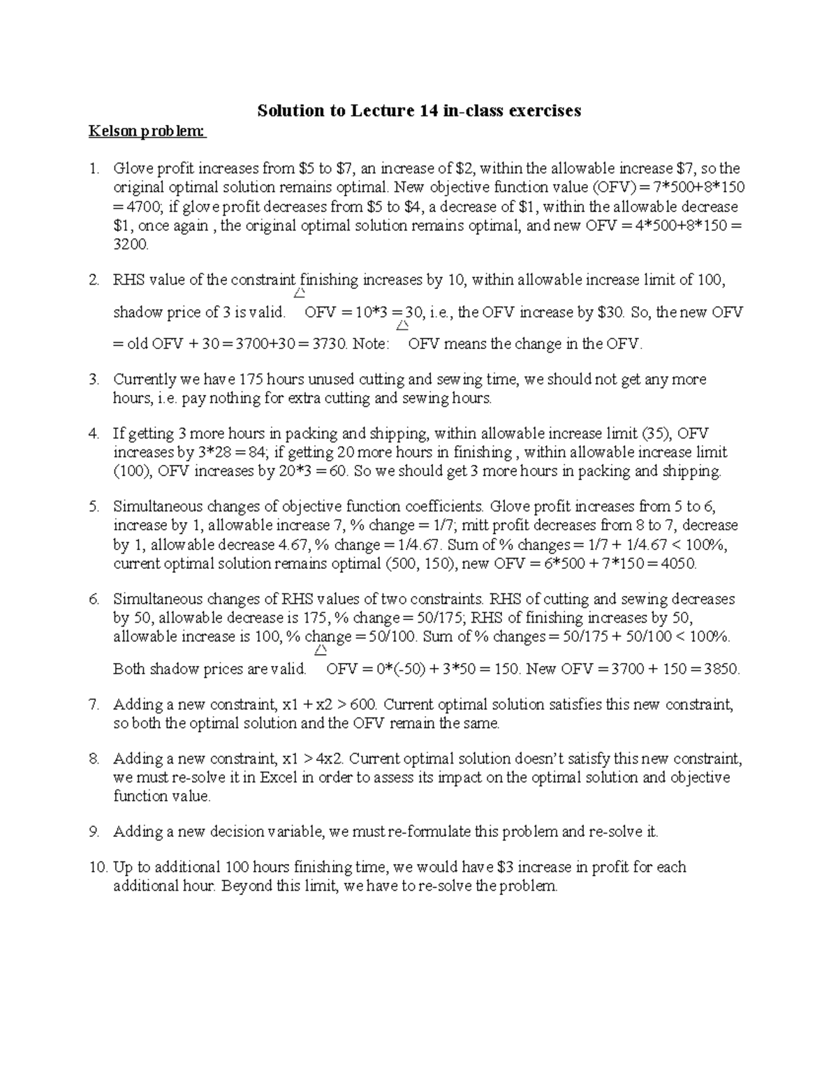 Lecture 14 - Solutions - please see attached - Solution to Lecture 14 ...