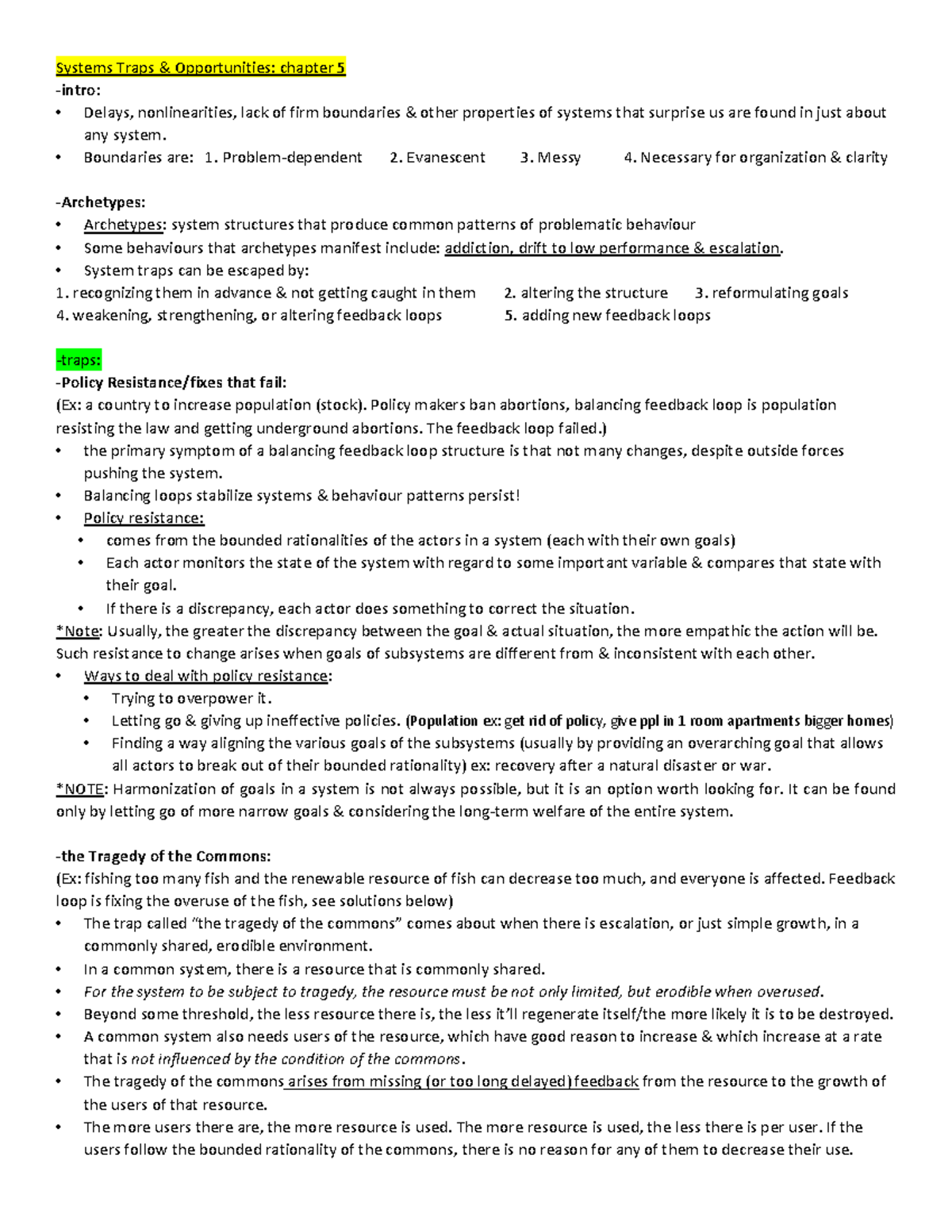 AHSC 270 final notes - Systems Traps & Opportunities: chapter 5 -intro ...