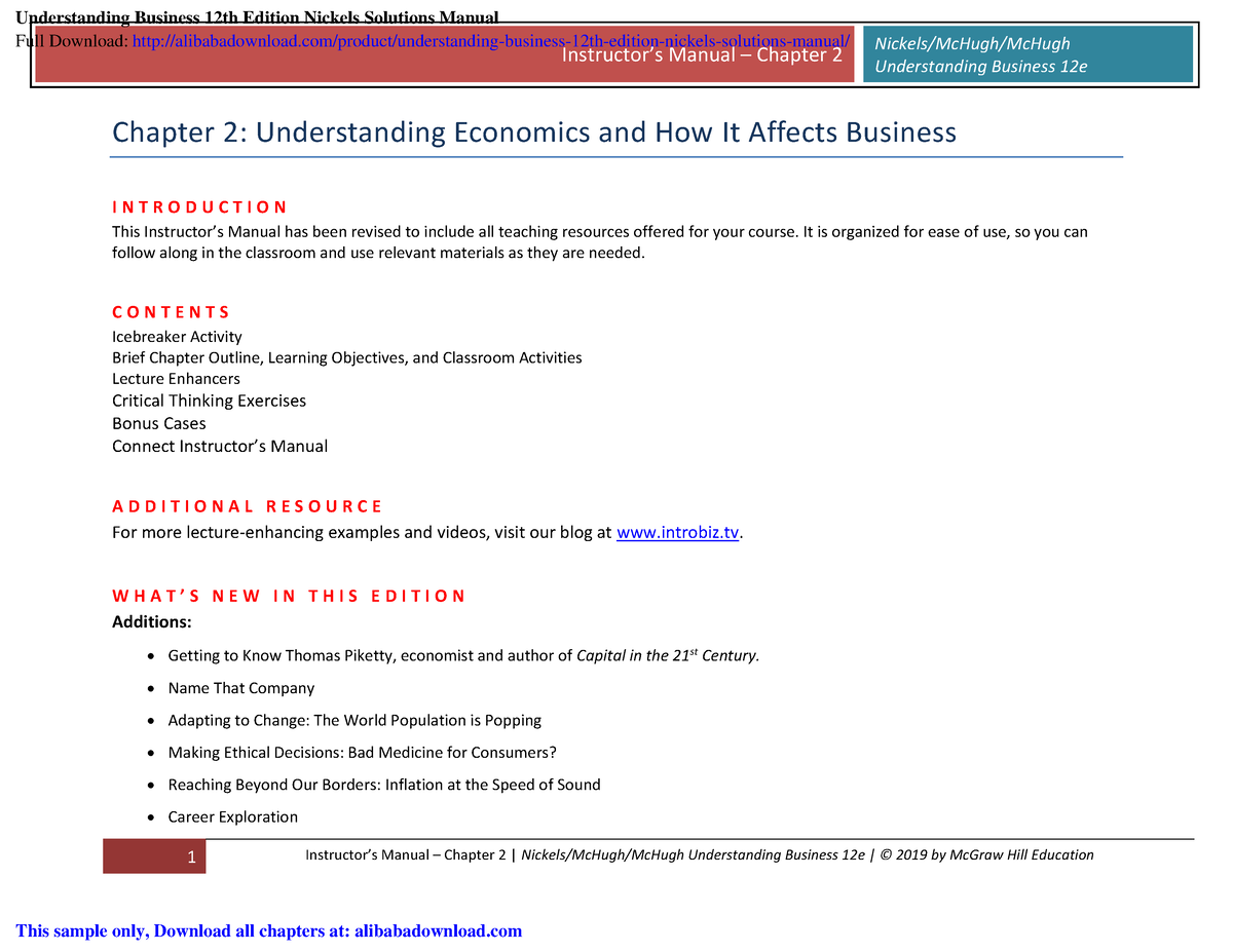 Understanding business 12th edition nickels solutions manual - 1 ...